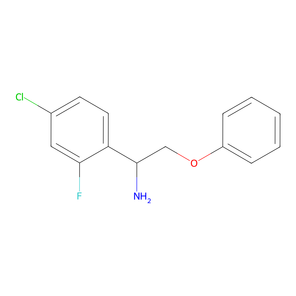 1-(4-Chloro-2-fluorophenyl)-2-phenoxyethan-1-amine molecular structure, CAS 1536793-18-6