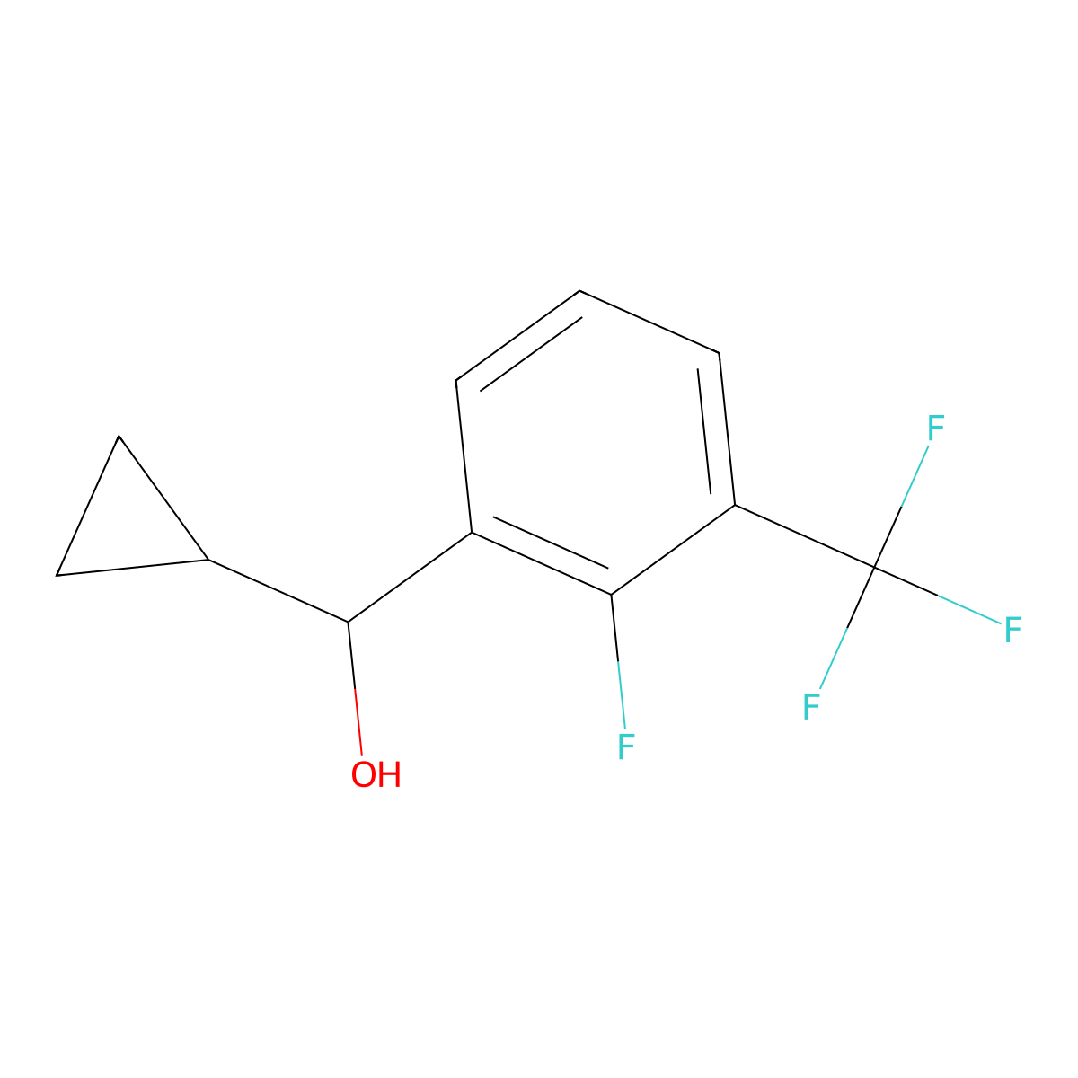 Cyclopropyl(2-fluoro-3-(trifluoromethyl)phenyl)methanol molecular structure, CAS 1536815-74-3