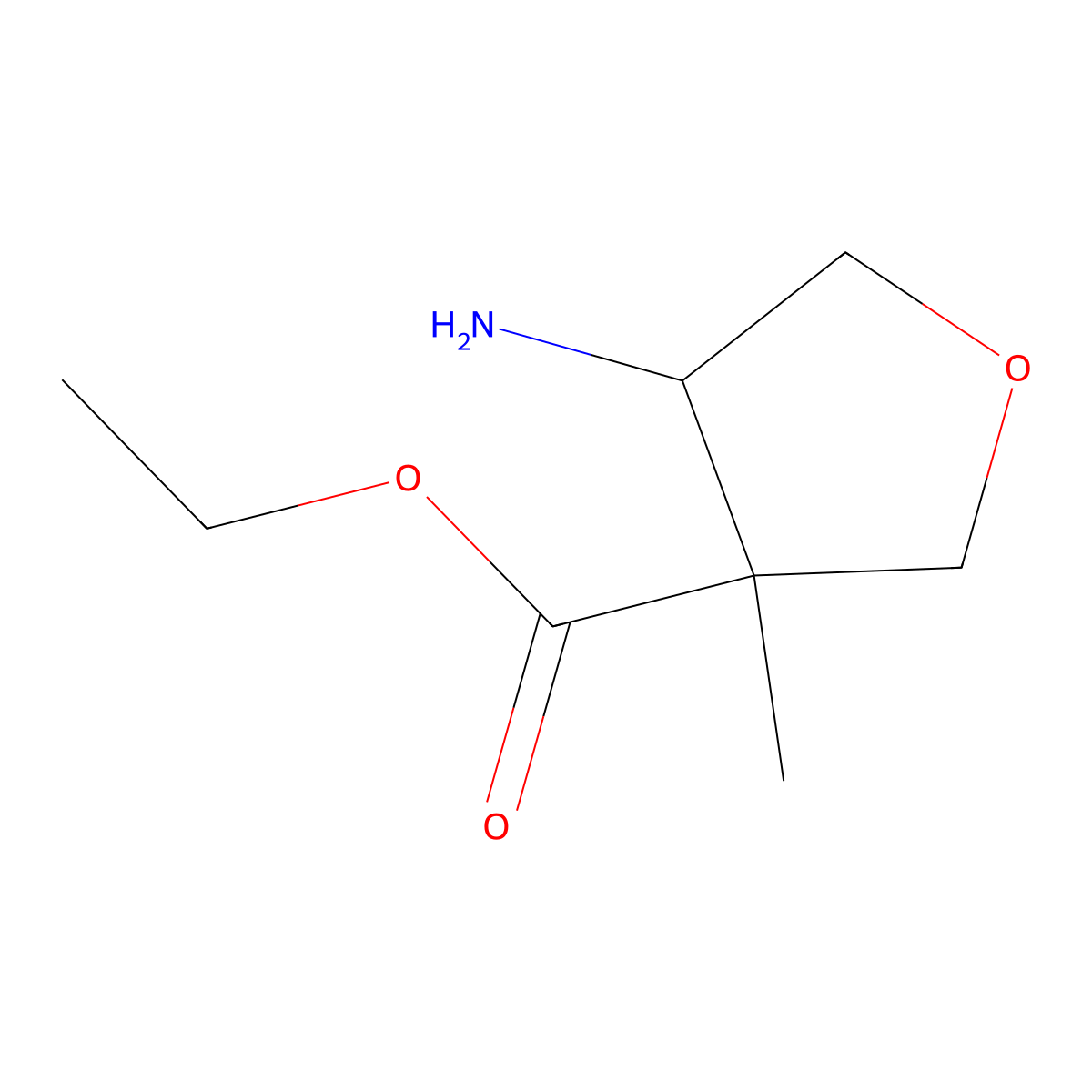 Ethyl 4-amino-3-methyloxolane-3-carboxylate molecular structure, CAS 1536816-03-1