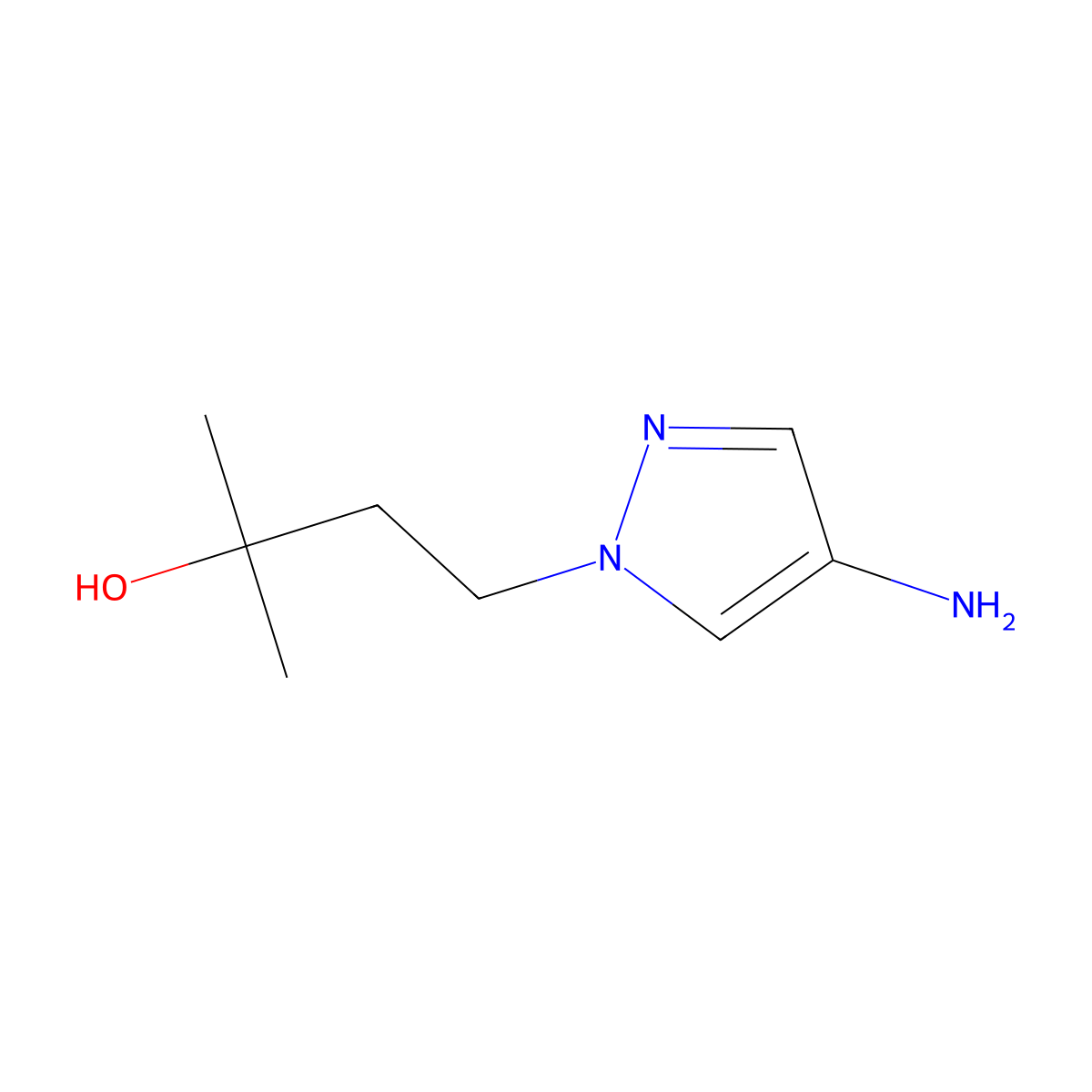 4-(4-amino-1H-pyrazol-1-yl)-2-methylbutan-2-ol molecular structure, CAS 1536828-05-3