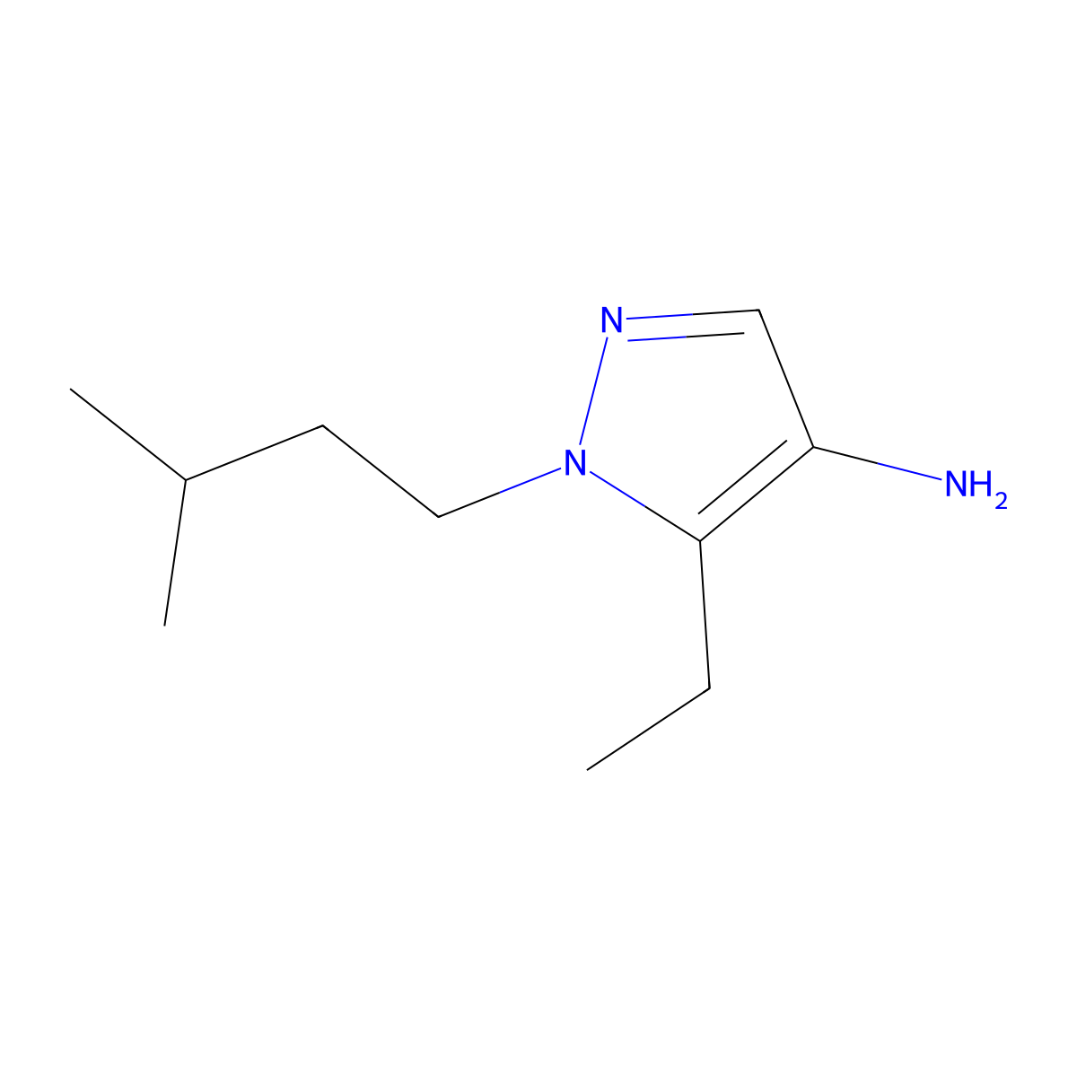 5-ethyl-1-(3-methylbutyl)-1H-pyrazol-4-amine molecular structure, CAS 1536848-81-3