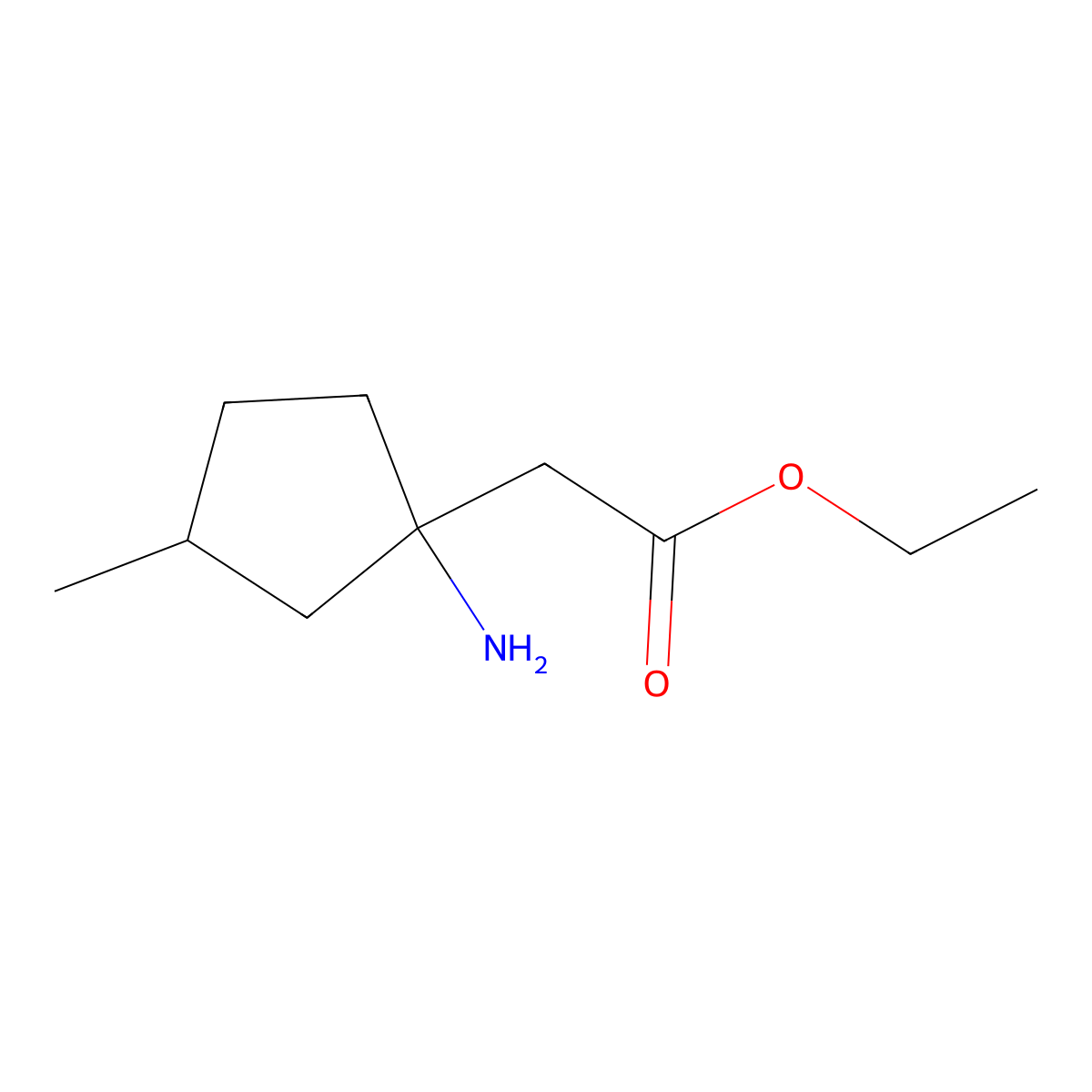 Ethyl 2-(1-amino-3-methylcyclopentyl)acetate molecular structure, CAS 1536864-77-3
