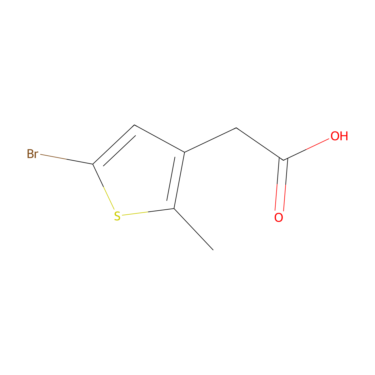 2-(5-Bromo-2-methylthiophen-3-yl)acetic acid molecular structure, CAS 1536868-96-8
