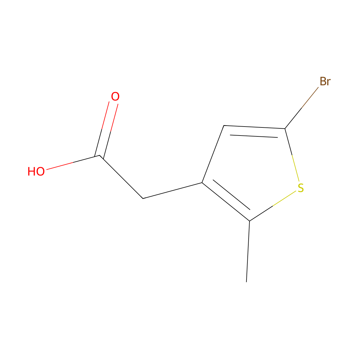 2-(5-Bromo-2-methylthiophen-3-yl)acetic acid molecular structure, CAS 1536868-96-8