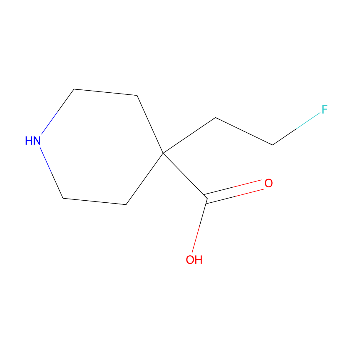 4-(2-Fluoroethyl)piperidine-4-carboxylic acid molecular structure, CAS 1536871-92-7