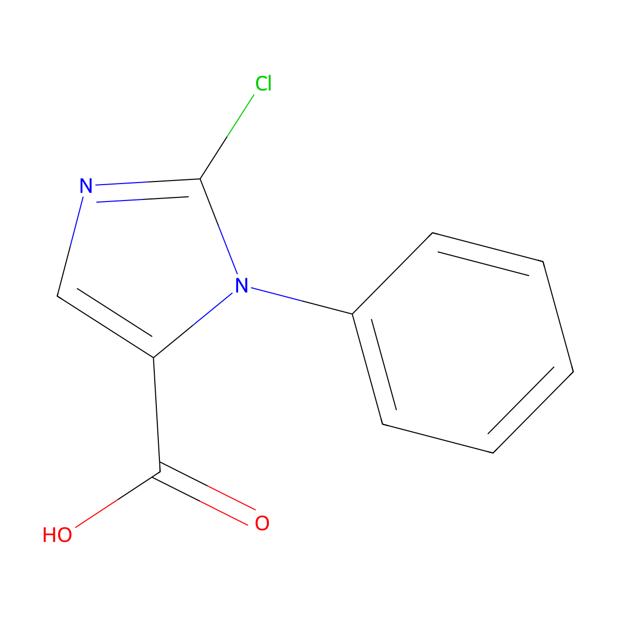 2-chloro-1-phenyl-1H-imidazole-5-carboxylic acid molecular structure, CAS 1536886-56-2