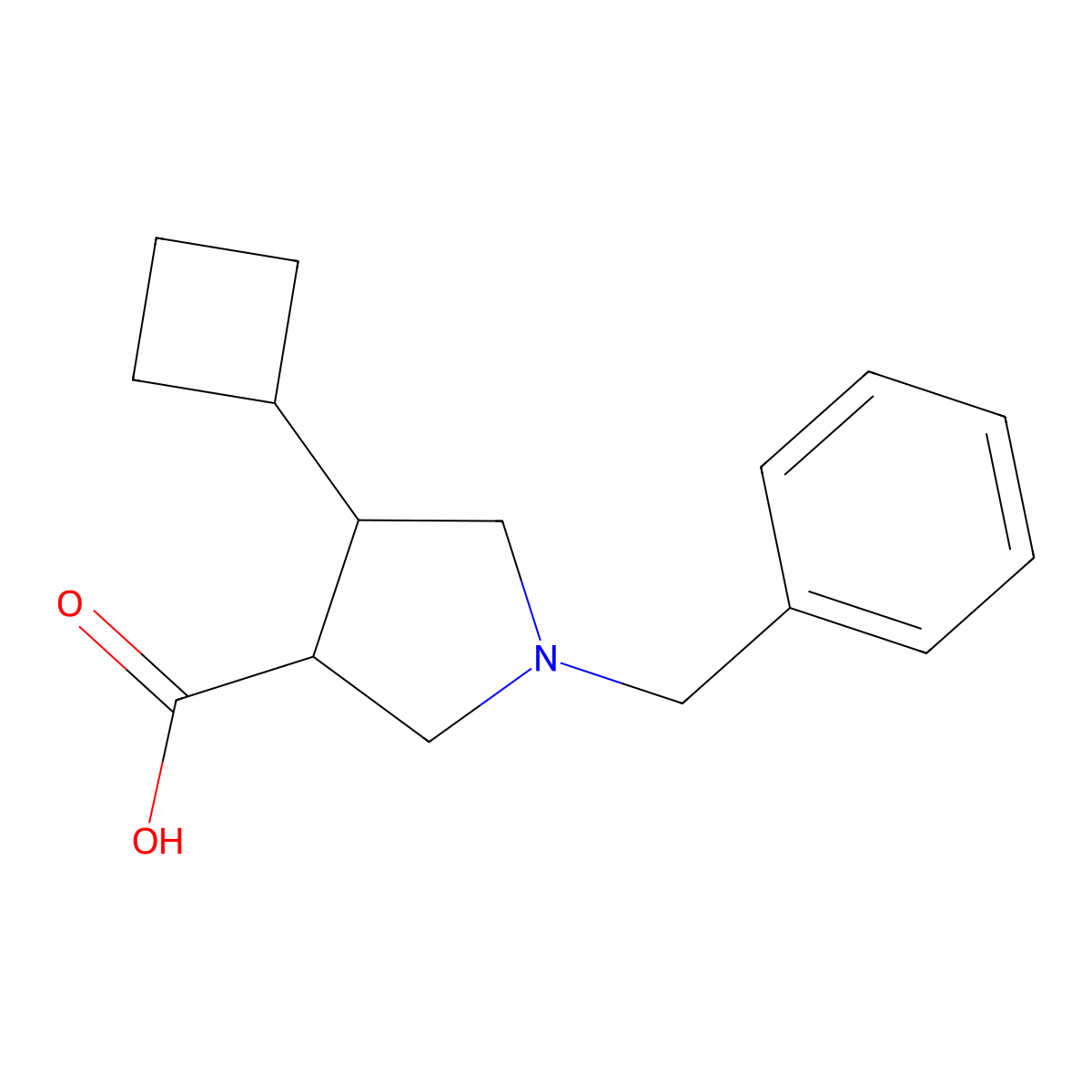 1-Benzyl-4-cyclobutylpyrrolidine-3-carboxylic acid molecular structure, CAS 1536909-62-2