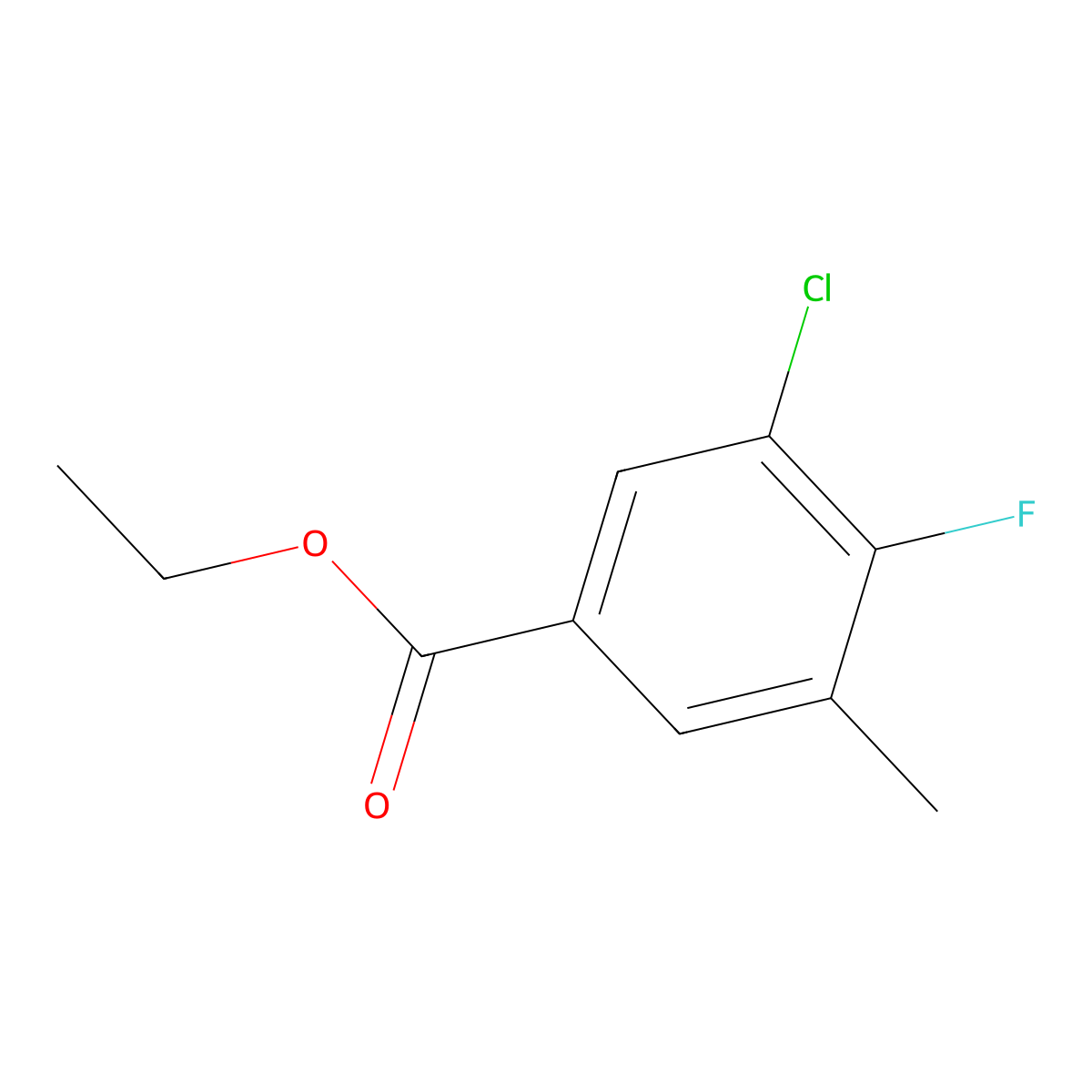 Ethyl 3-chloro-4-fluoro-5-methylbenzoate molecular structure, CAS 1536923-75-7