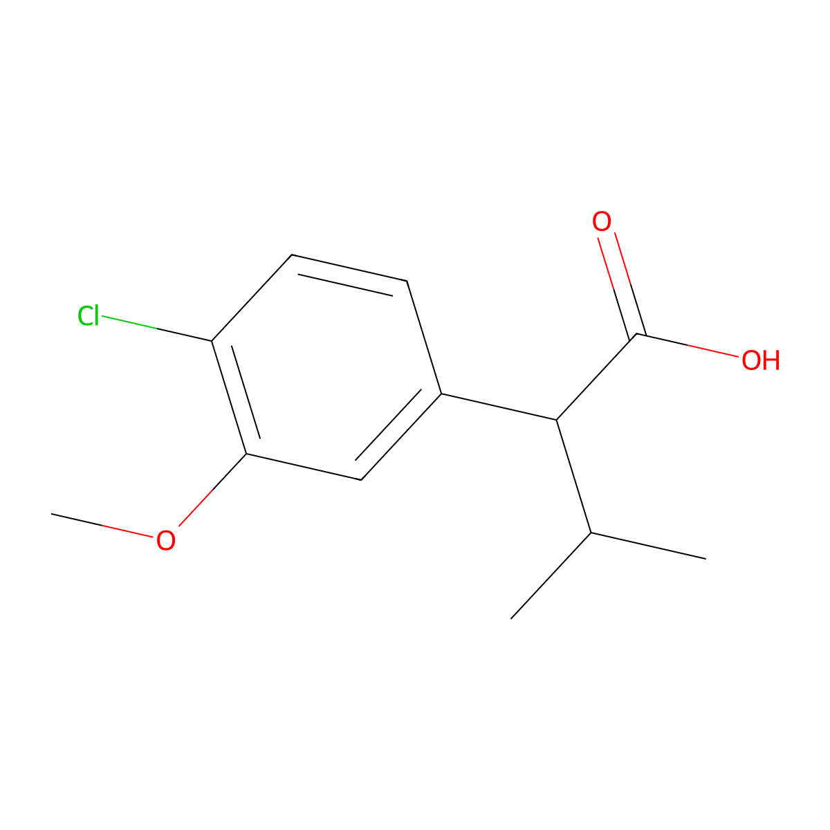 2-(4-Chloro-3-methoxyphenyl)-3-methylbutanoic acid molecular structure, CAS 1536924-11-4