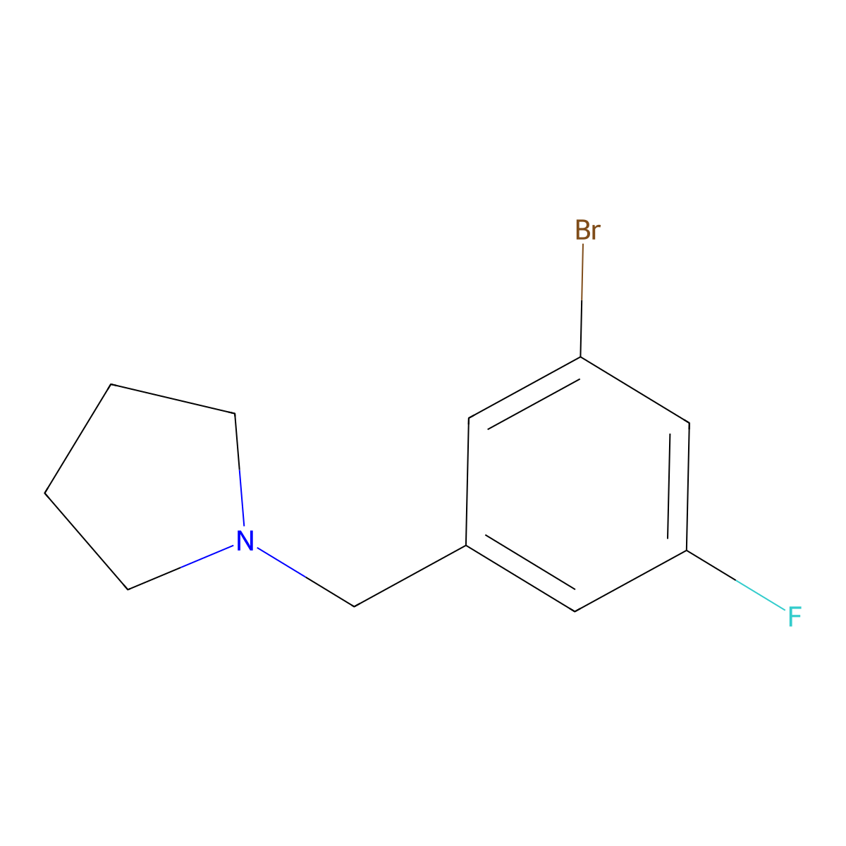 1-(3-Bromo-5-fluorobenzyl)pyrrolidine molecular structure, CAS 1536935-37-1