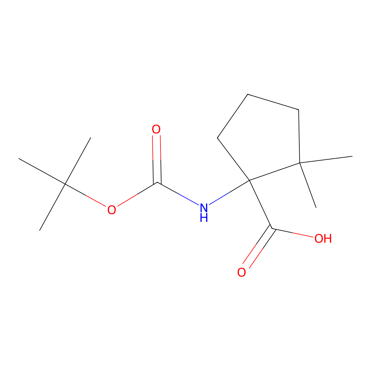 1-{[(Tert-butoxy)carbonyl]amino}-2,2-dimethylcyclopentane-1-carboxylic acid molecular structure, CAS 1536937-34-4