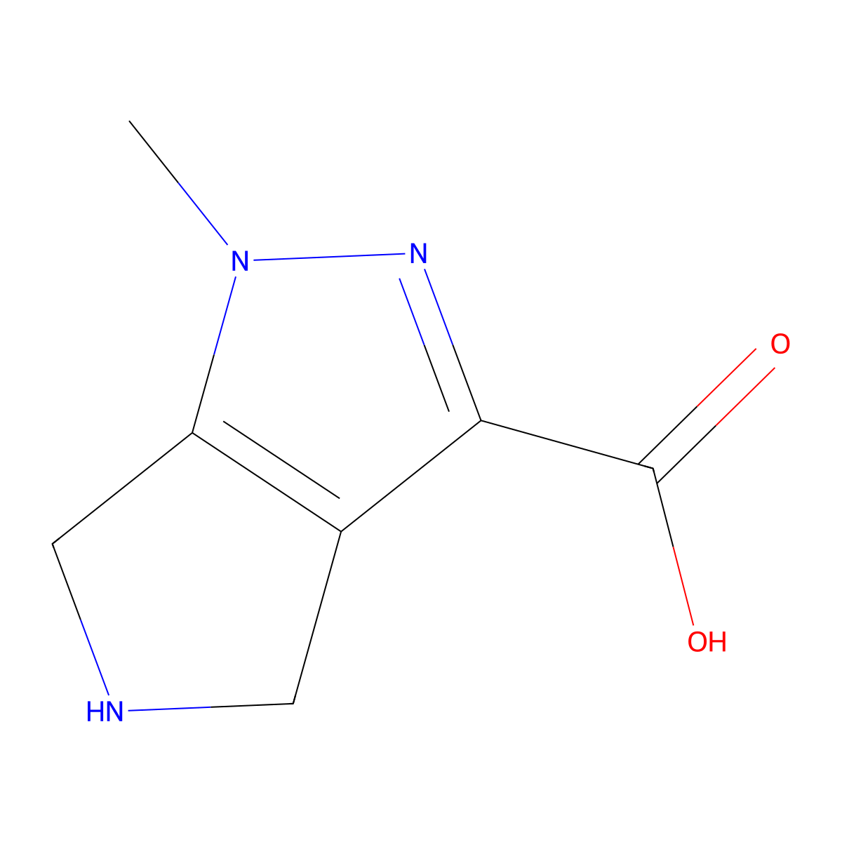 1-methyl-1H,4H,5H,6H-pyrrolo[3,4-c]pyrazole-3-carboxylic acid molecular structure, CAS 1536954-29-6