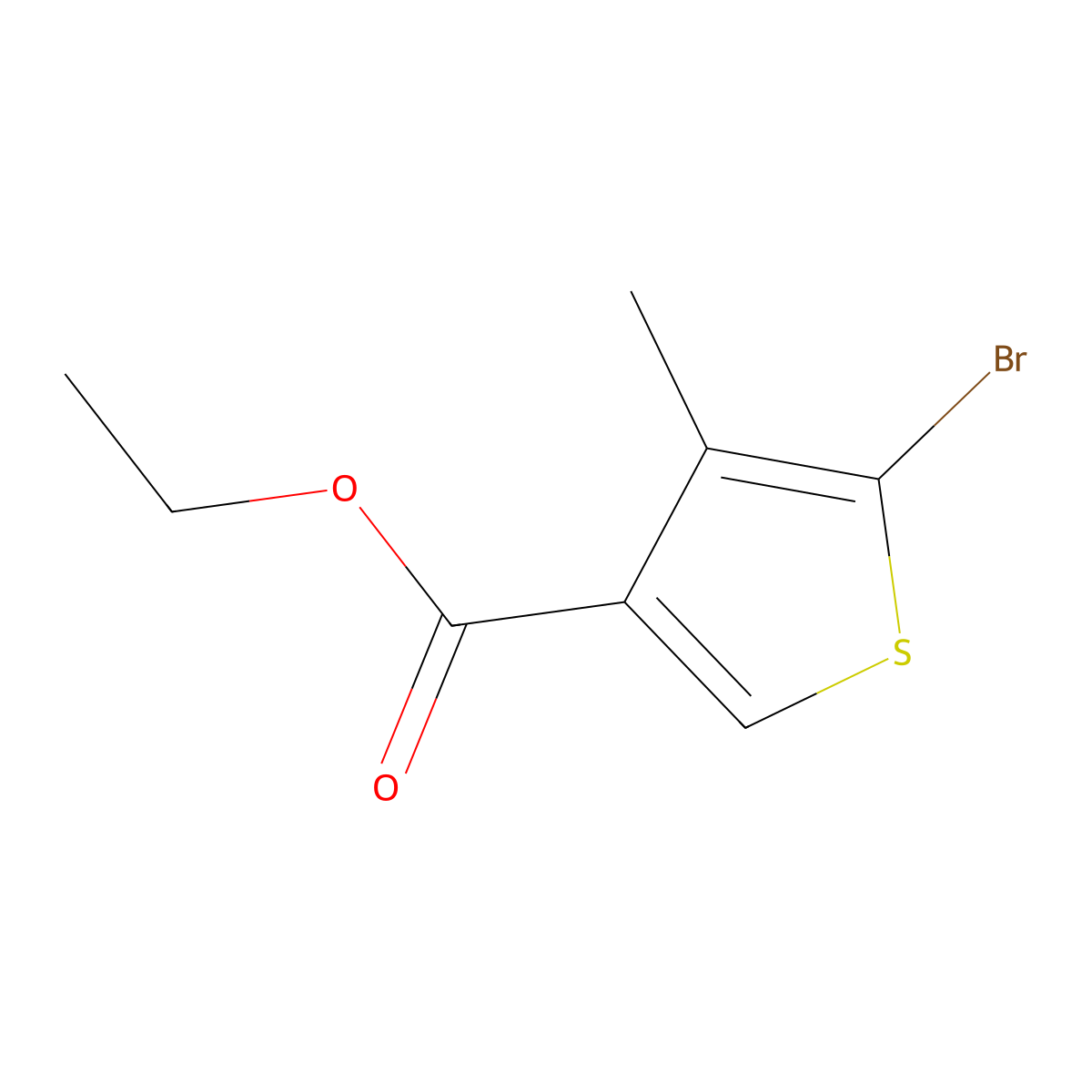 Ethyl 5-bromo-4-methyl-3-thiophenecarboxylate molecular structure, CAS 1536957-18-2