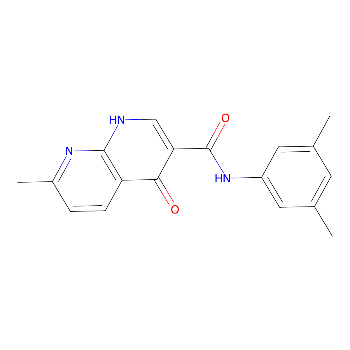 N-(3,5-dimethylphenyl)-7-methyl-4-oxo-1,4-dihydro-1,8-naphthyridine-3-carboxamide molecular structure, CAS 153696-84-5