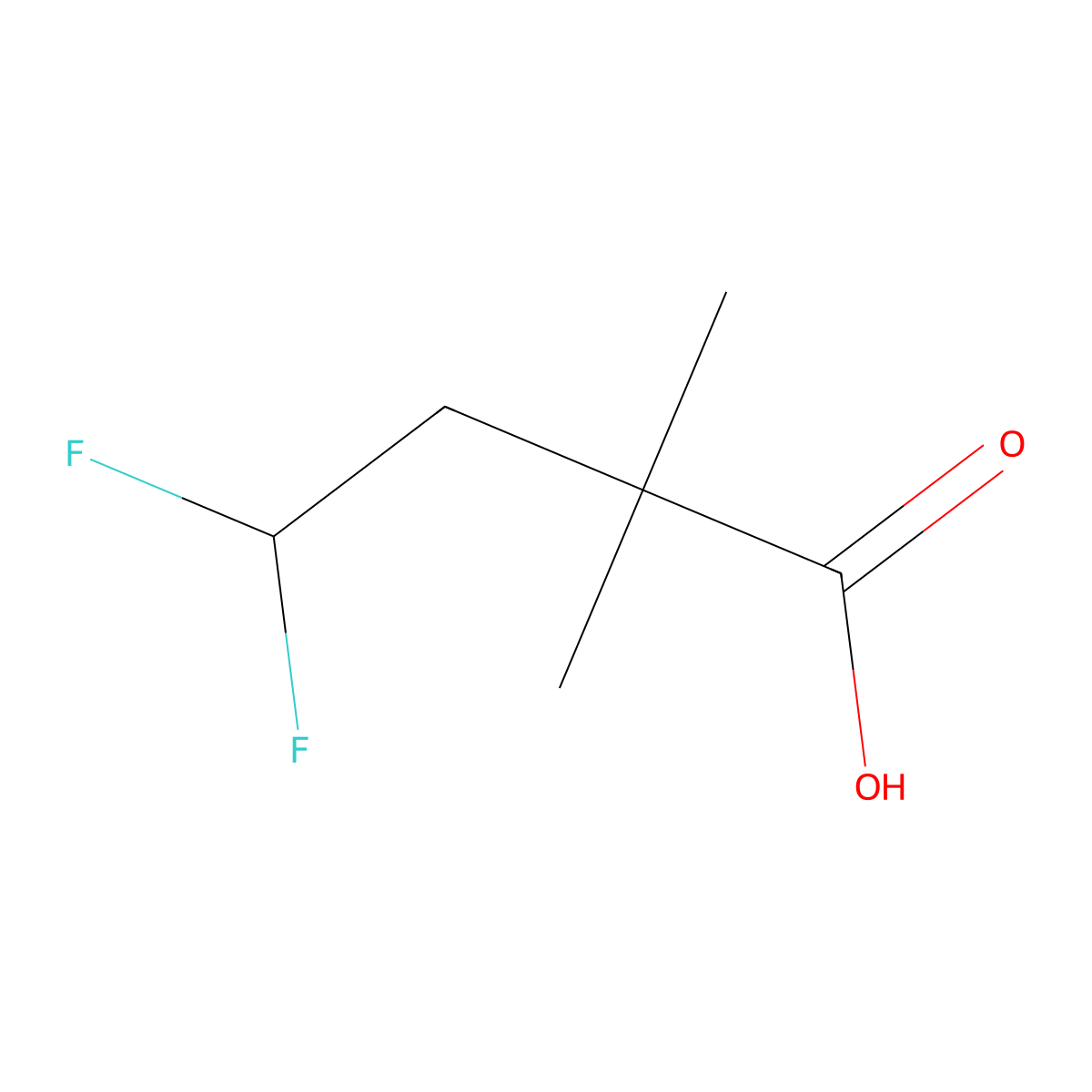 4,4-Difluoro-2,2-dimethylbutanoic acid molecular structure, CAS 1536988-56-3