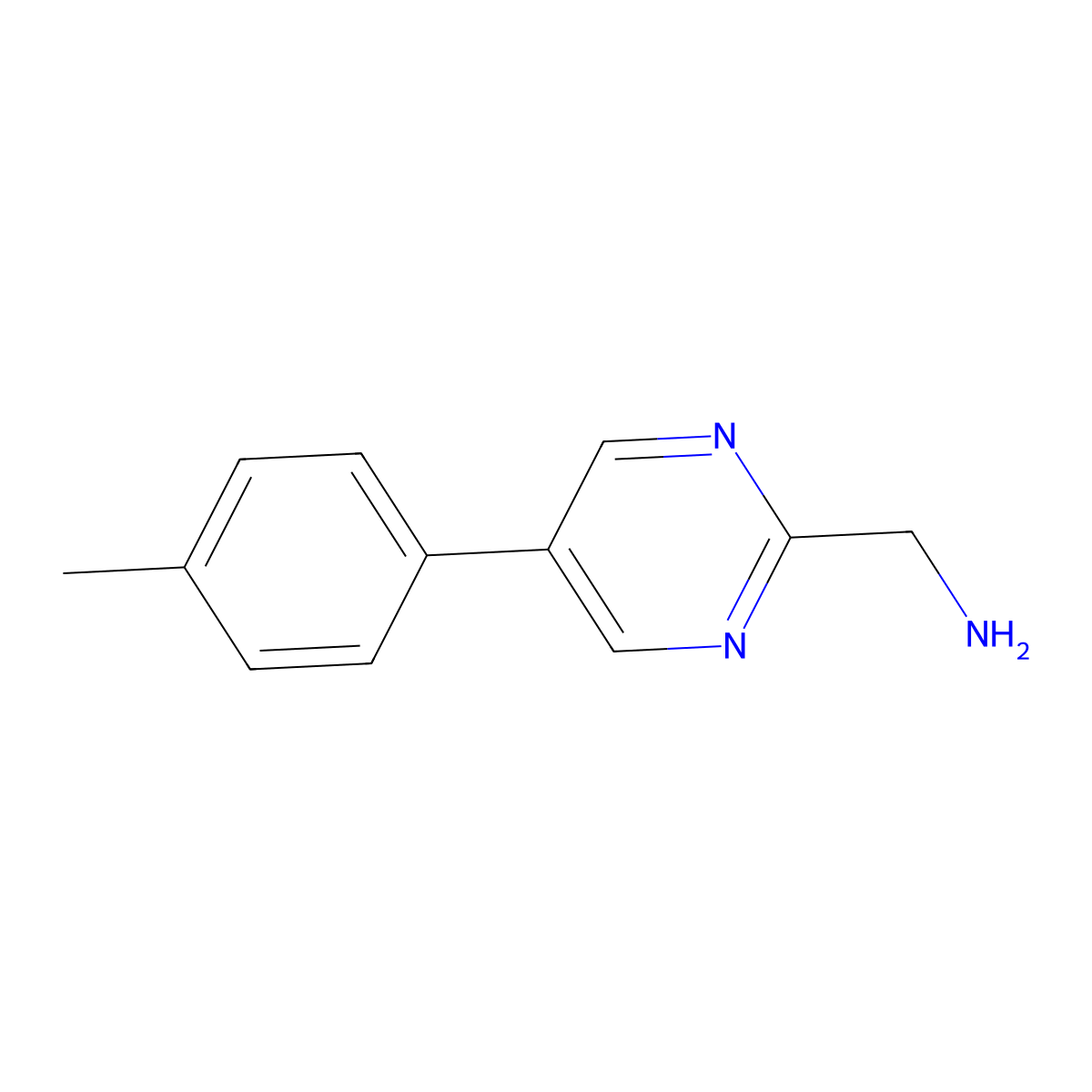 (5-(p-Tolyl)pyrimidin-2-yl)methanamine molecular structure, CAS 1536995-10-4