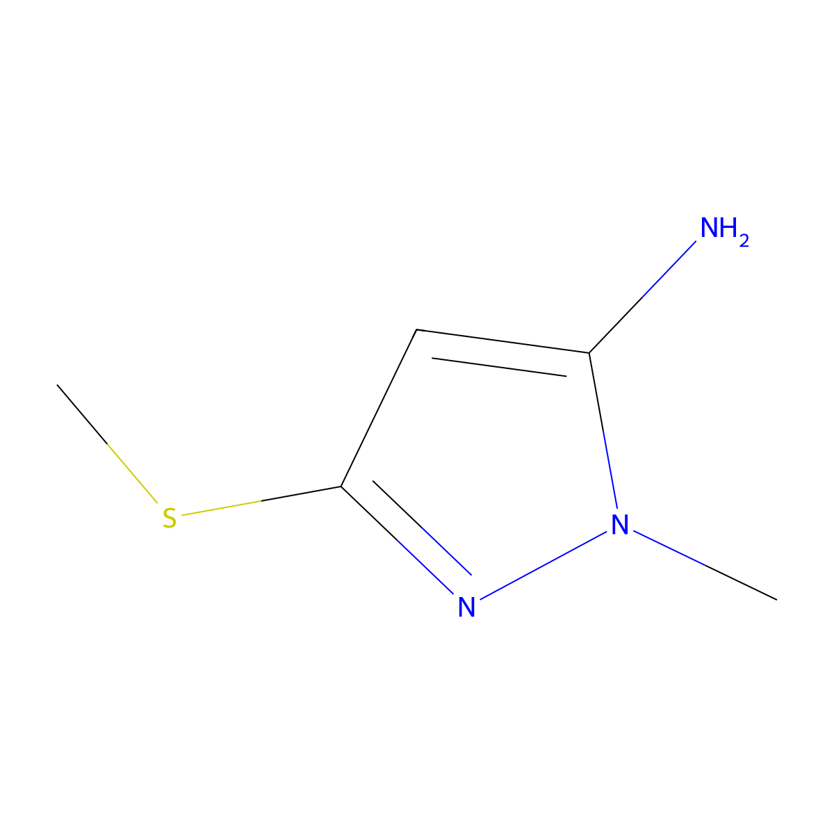 1-Methyl-3-(methylthio)-1H-pyrazol-5-amine molecular structure, CAS 1537025-01-6