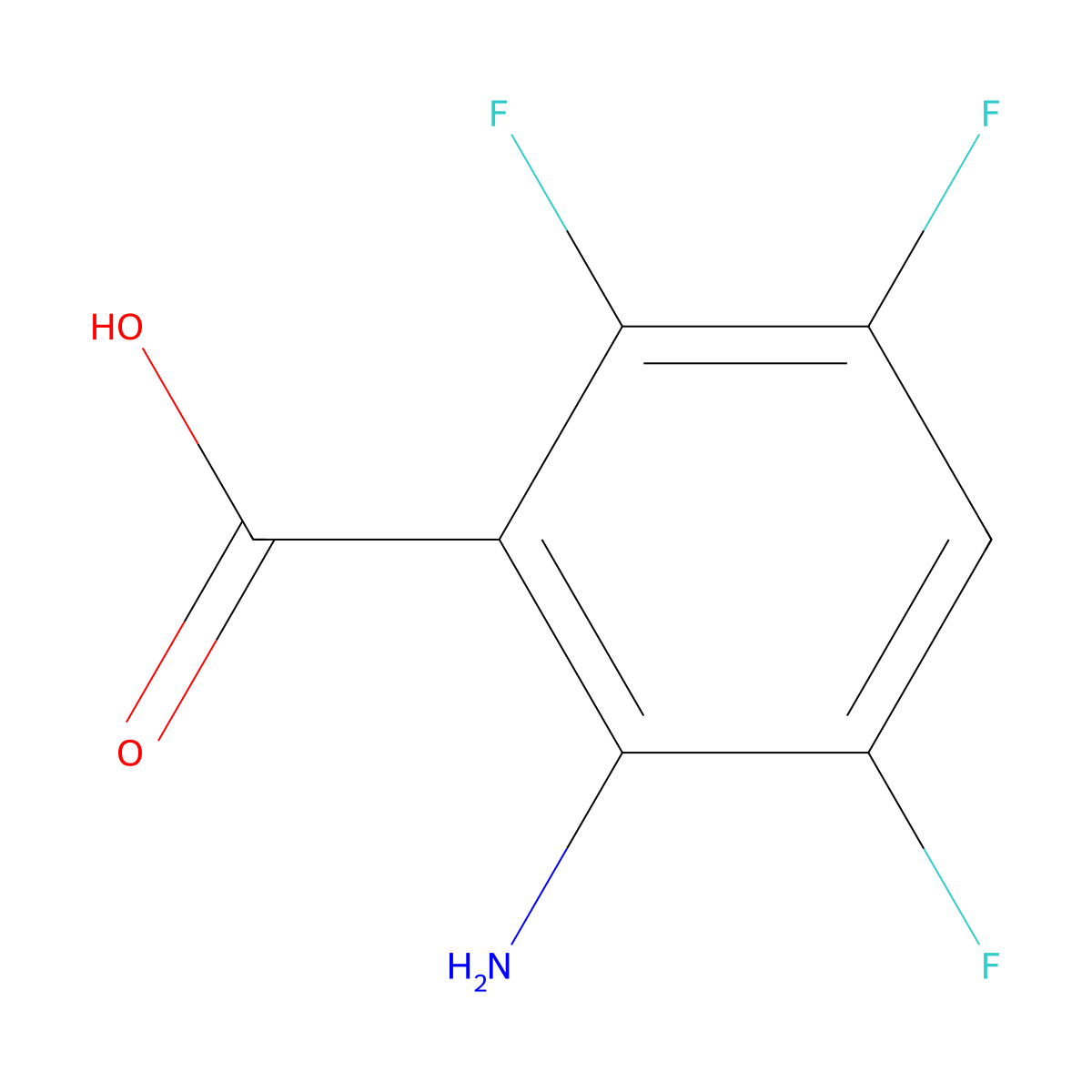 2-Amino-3,5,6-trifluorobenzoic acid molecular structure, CAS 153704-09-7
