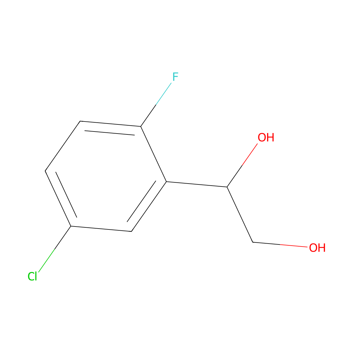 1-(5-Chloro-2-fluorophenyl)ethane-1,2-diol molecular structure, CAS 1537041-69-2
