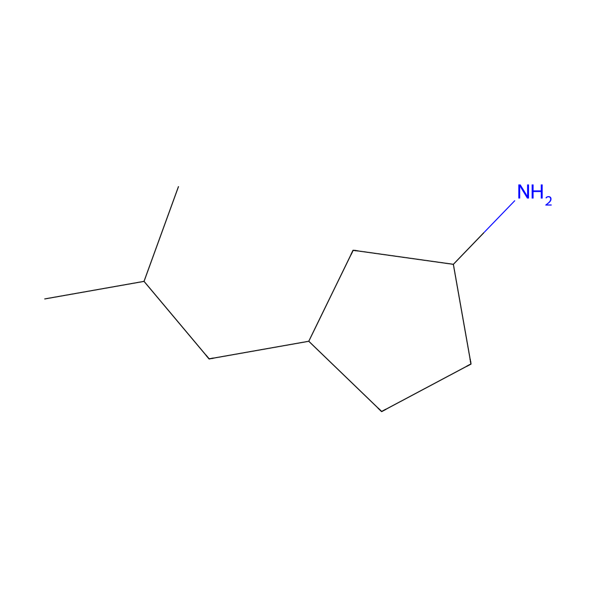 3-(2-Methylpropyl)cyclopentan-1-amine molecular structure, CAS 1537046-15-3