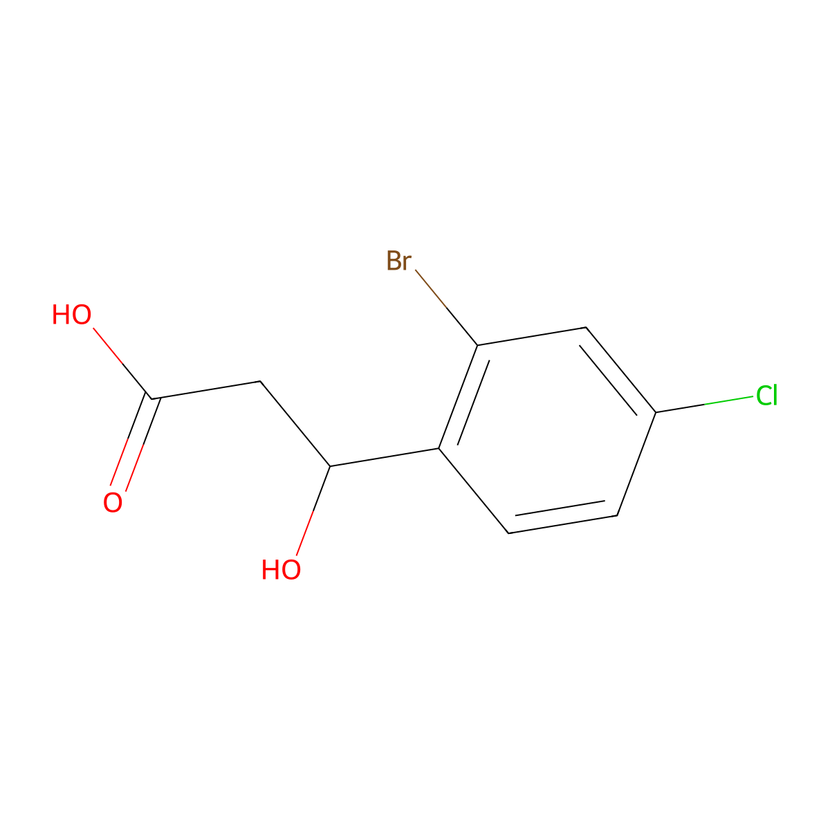 3-(2-Bromo-4-chlorophenyl)-3-hydroxypropanoic acid molecular structure, CAS 1537057-91-2
