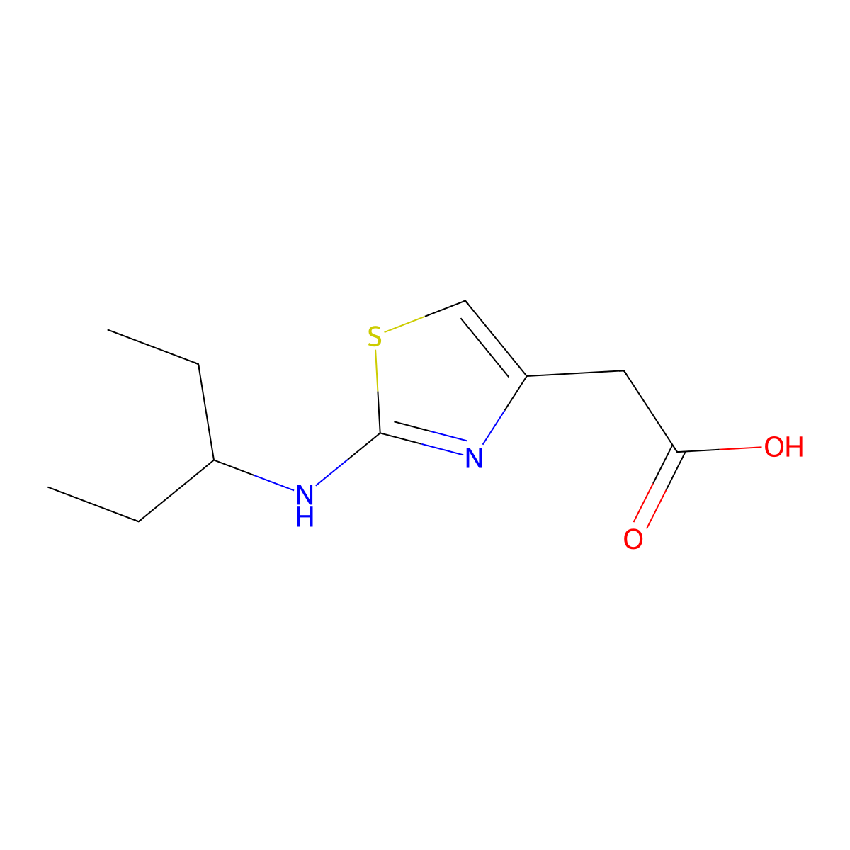 2-{2-[(Pentan-3-yl)amino]-1,3-thiazol-4-yl}acetic acid molecular structure, CAS 1537099-85-6