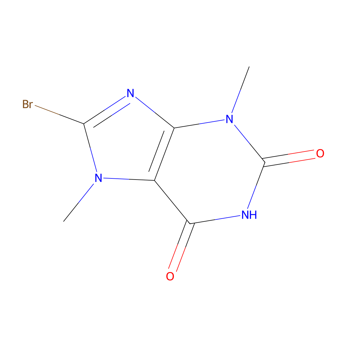 8-Bromo-3,7-dimethyl-3,7-dihydro-1H-purine-2,6-dione molecular structure, CAS 15371-15-0