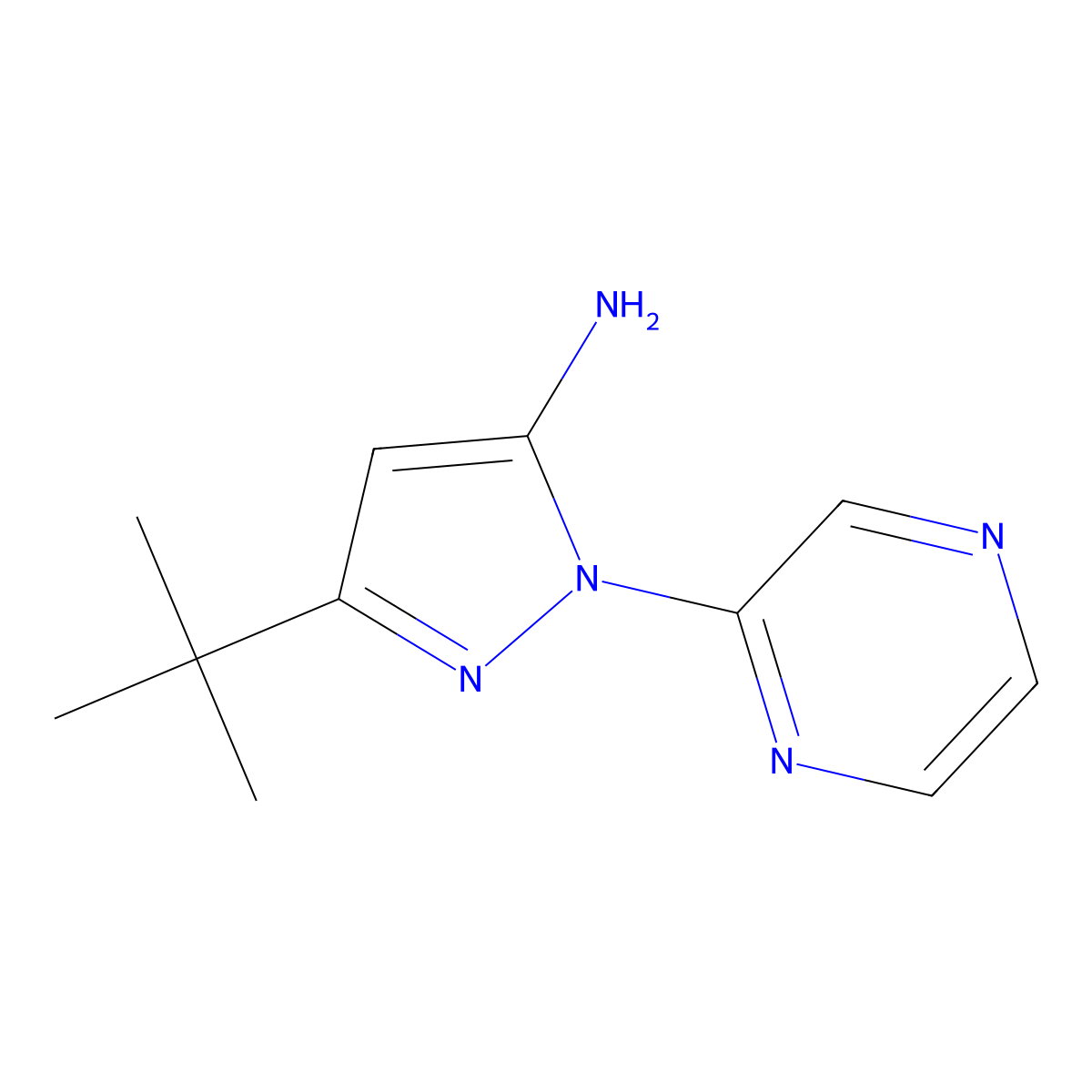 3-(tert-butyl)-1-(pyrazin-2-yl)-1H-pyrazol-5-amine molecular structure, CAS 1537119-04-2