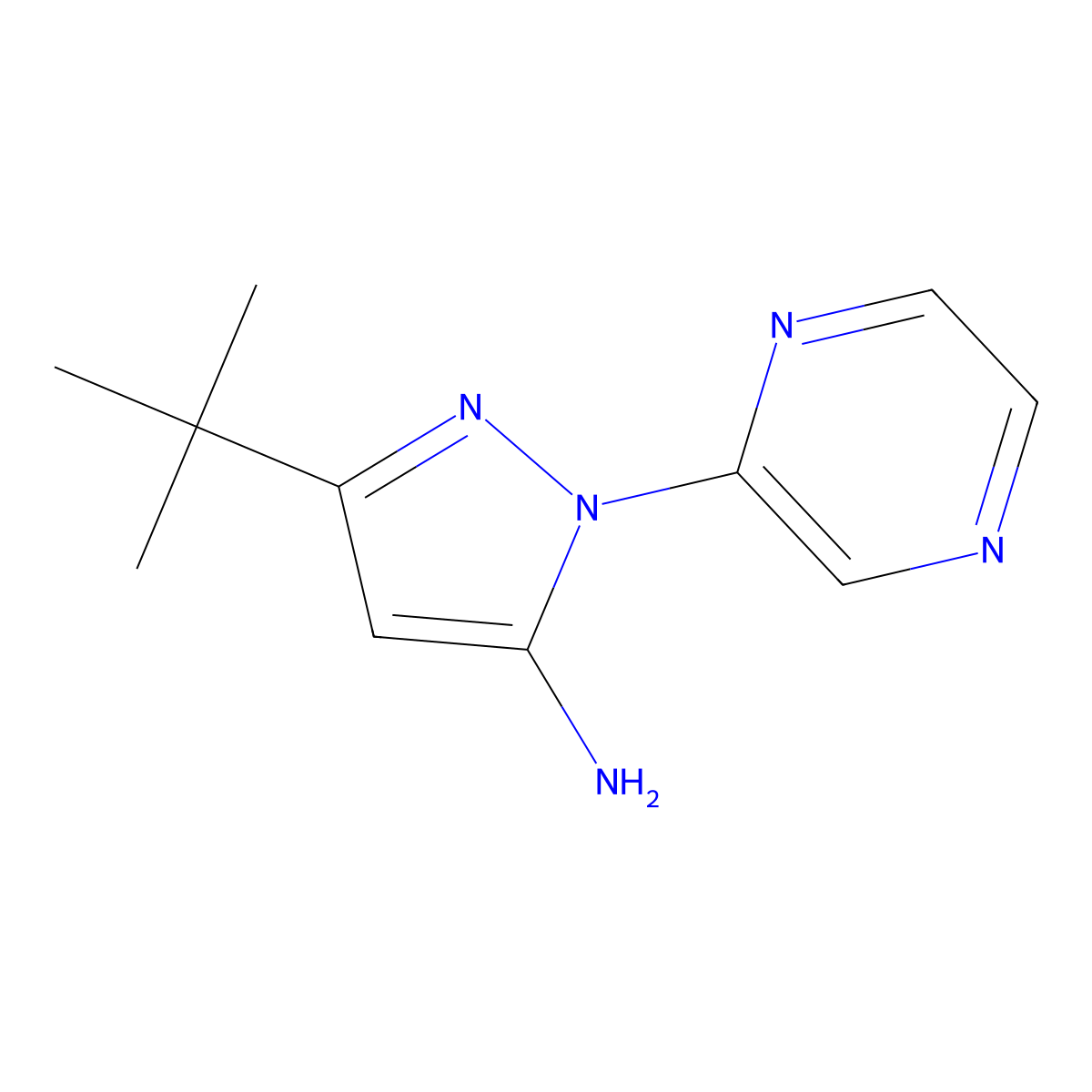 3-(tert-butyl)-1-(pyrazin-2-yl)-1H-pyrazol-5-amine molecular structure, CAS 1537119-04-2