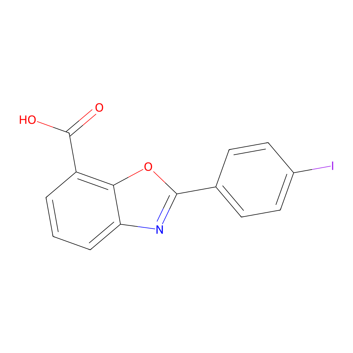 2-(4-Iodophenyl)-1,3-benzoxazole-7-carboxylic acid molecular structure, CAS 1537124-25-6