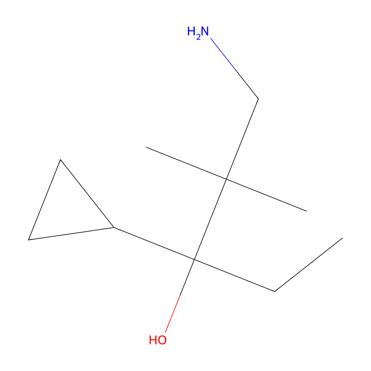 1-Amino-3-cyclopropyl-2,2-dimethylpentan-3-ol molecular structure, CAS 1537135-86-6