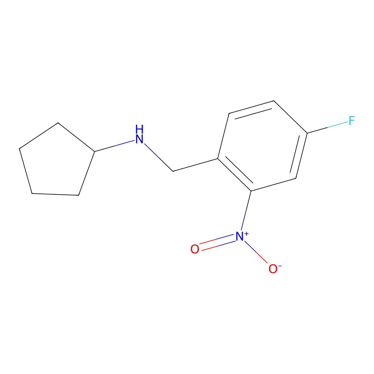 N-[(4-Fluoro-2-nitrophenyl)methyl]cyclopentanamine molecular structure, CAS 1537136-19-8