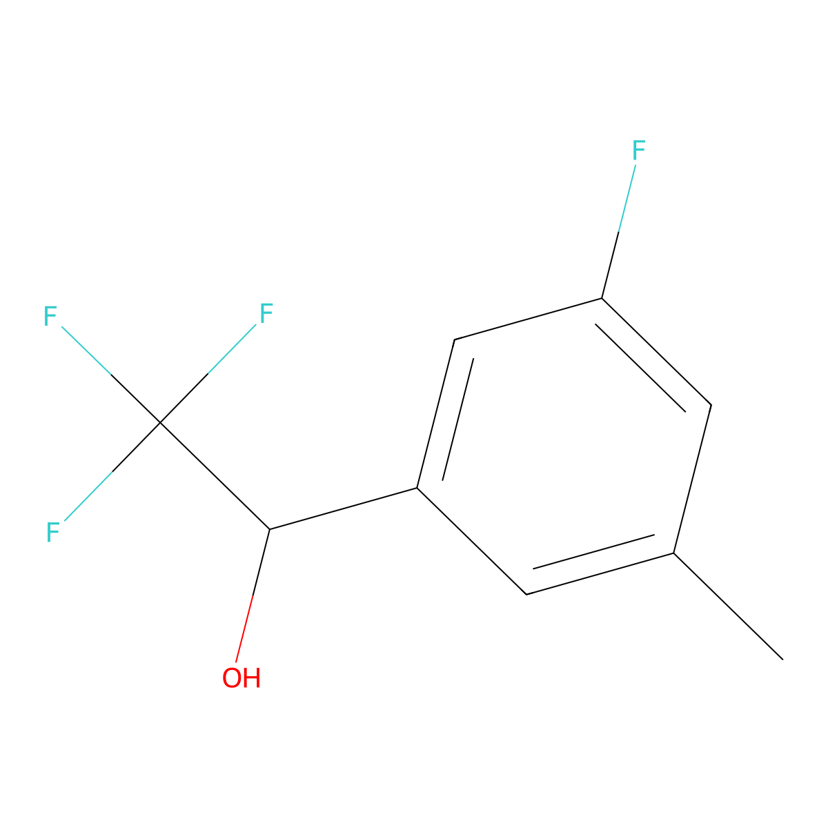 2,2,2-Trifluoro-1-(3-fluoro-5-methylphenyl)ethan-1-ol molecular structure, CAS 1537144-57-2