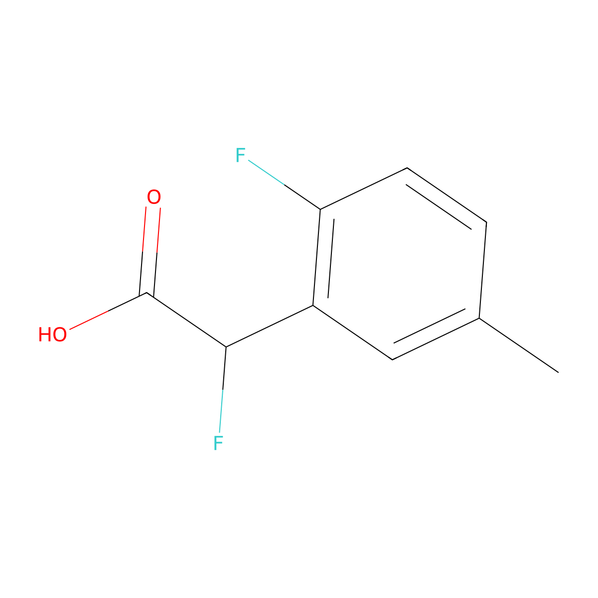 2-Fluoro-2-(2-fluoro-5-methylphenyl)acetic acid molecular structure, CAS 1537146-50-1