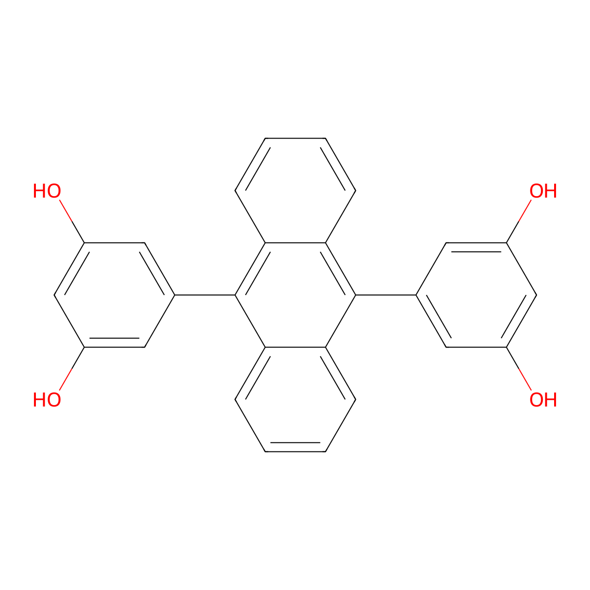 9,10-Bis(3,5-dihydroxyphenyl)anthracene molecular structure, CAS 153715-08-3