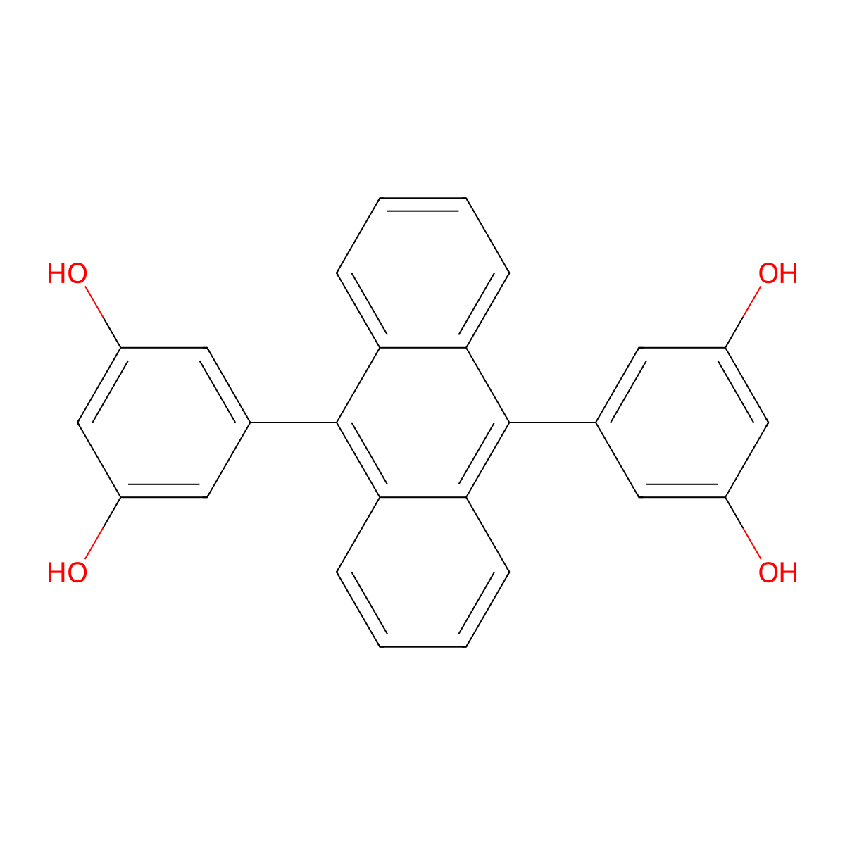 9,10-Bis(3,5-dihydroxyphenyl)anthracene molecular structure, CAS 153715-08-3