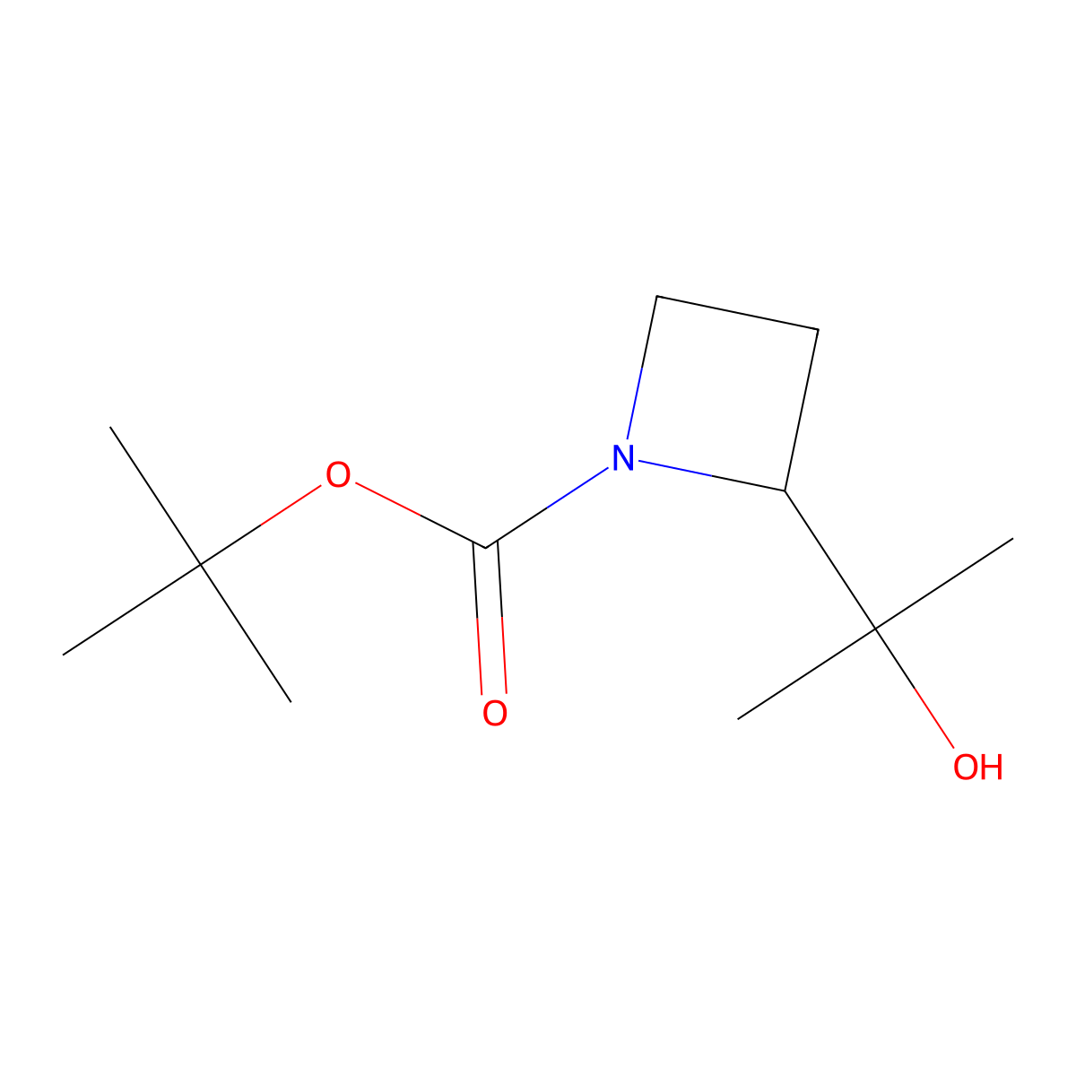 Tert-butyl 2-(2-hydroxypropan-2-yl)azetidine-1-carboxylate molecular structure, CAS 1537176-44-5