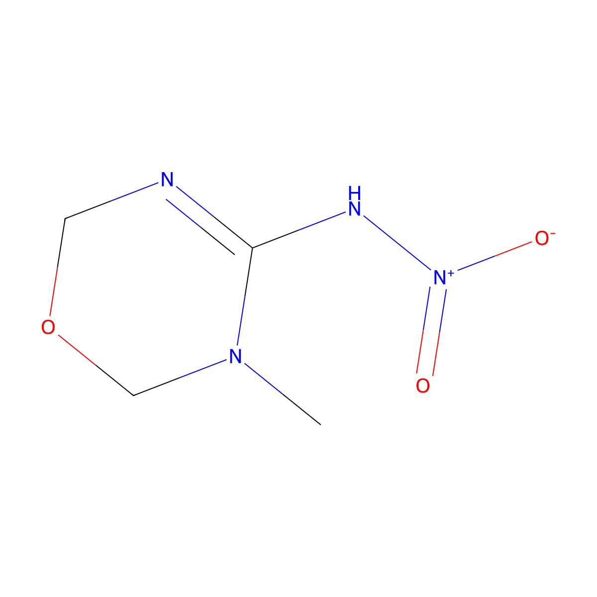 3,6-Dihydro-3-methyl-N-nitro-2H-1,3,5-oxadiazin-4-amine molecular structure, CAS 153719-38-1