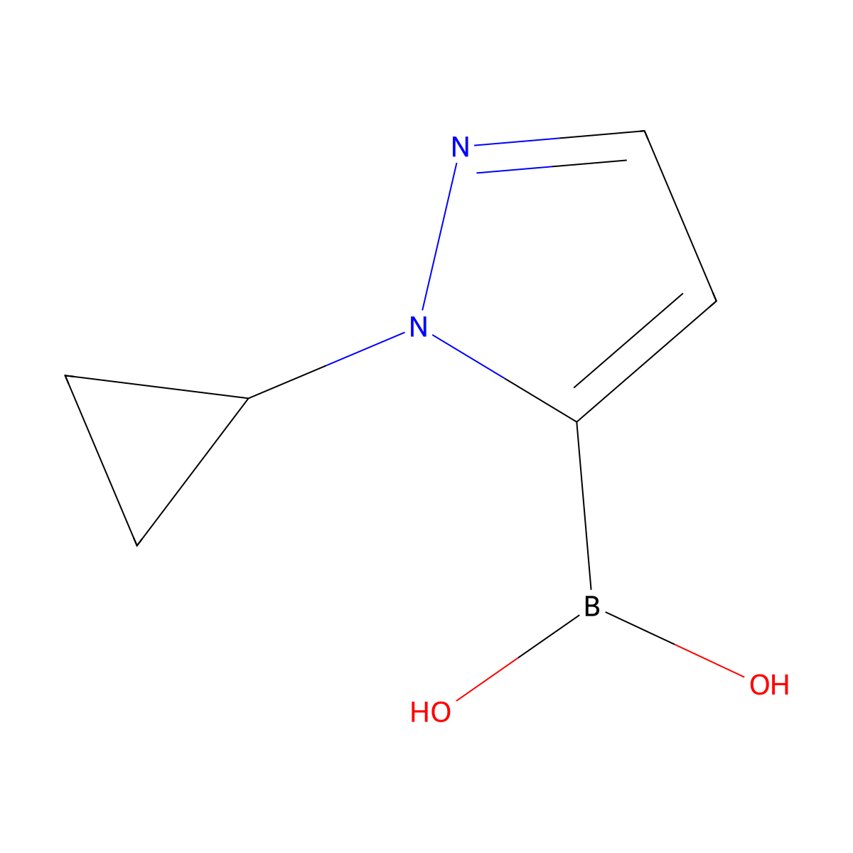 (1-cyclopropyl-1H-pyrazol-5-yl)boronic acid molecular structure, CAS 1537208-26-6