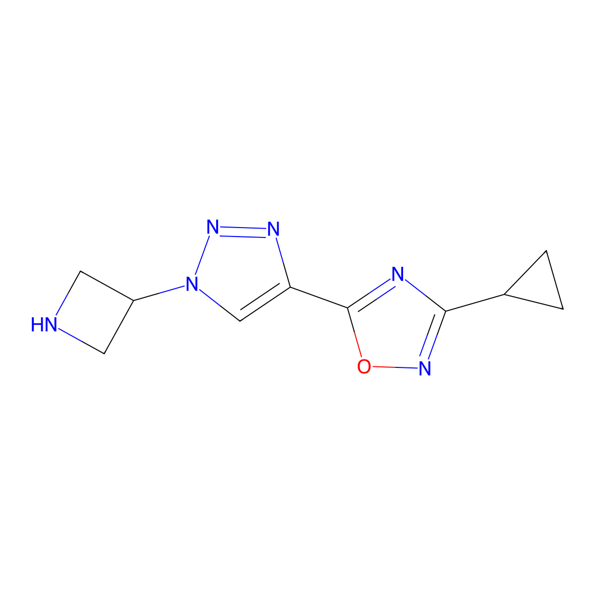 5-(1-(azetidin-3-yl)-1H-1,2,3-triazol-4-yl)-3-cyclopropyl-1,2,4-oxadiazole molecular structure, CAS 1537278-79-7