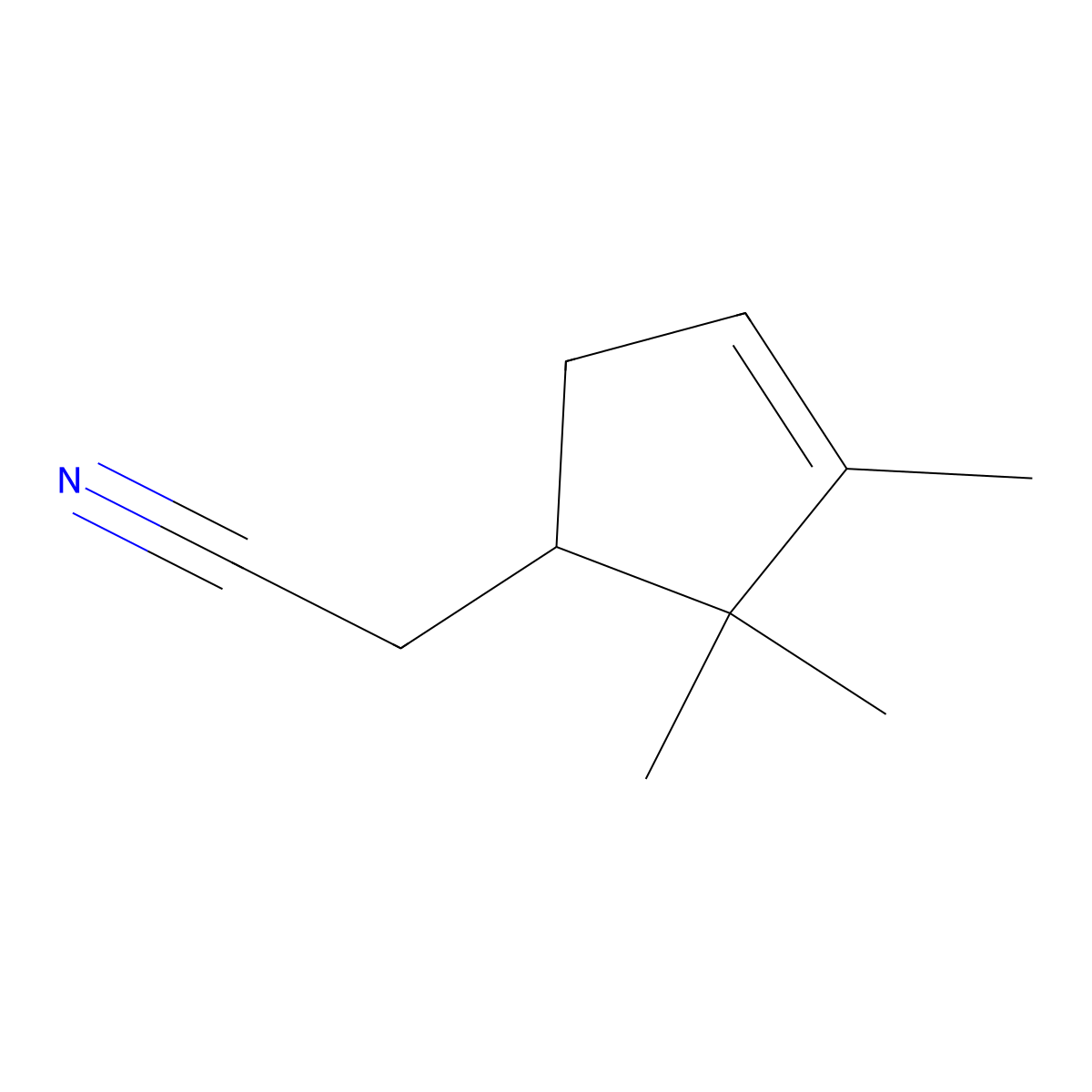 3-Cyclopentene-1-acetonitrile, 2,2,3-trimethyl- molecular structure, CAS 15373-31-6