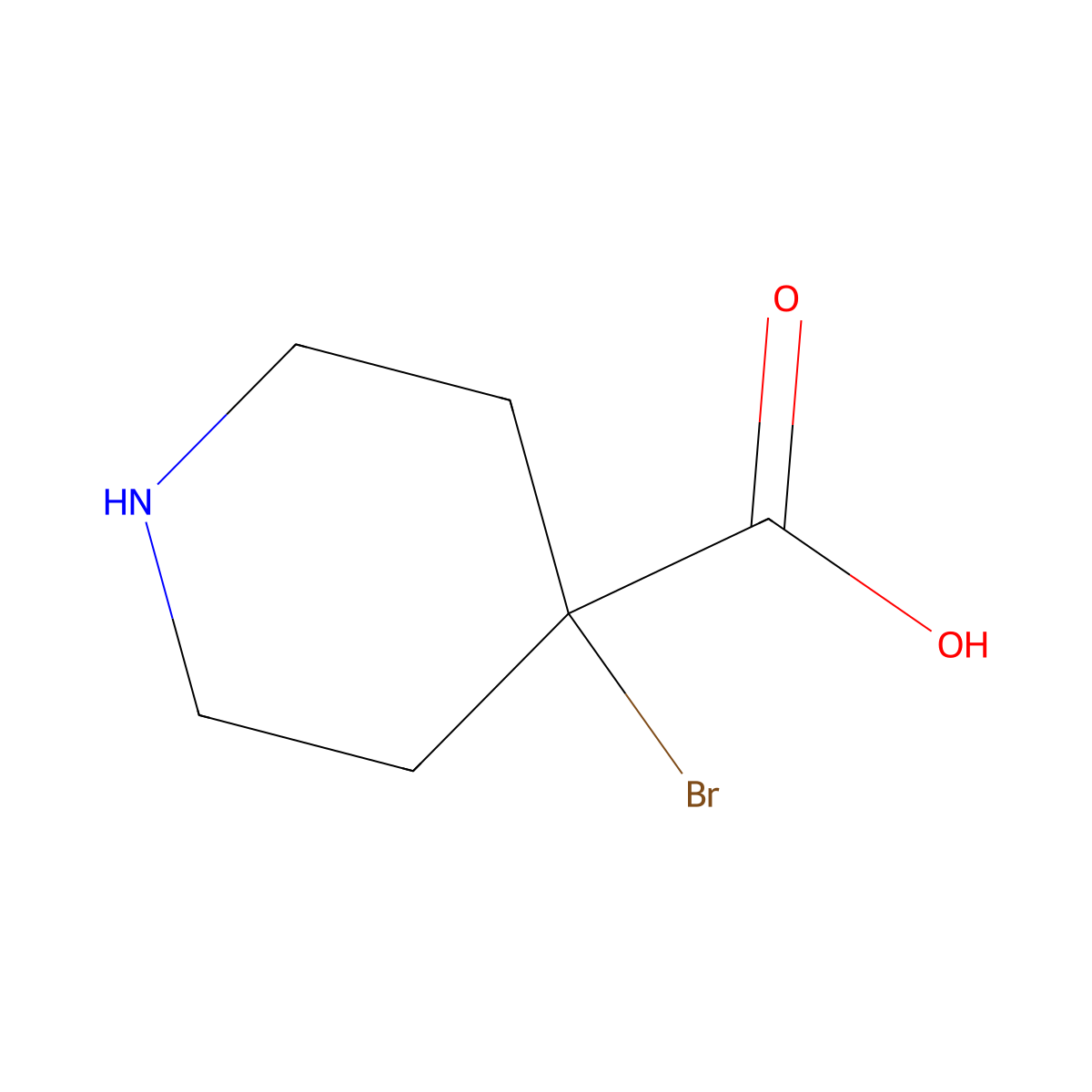 4-Bromopiperidine-4-carboxylic acid molecular structure, CAS 1537305-32-0