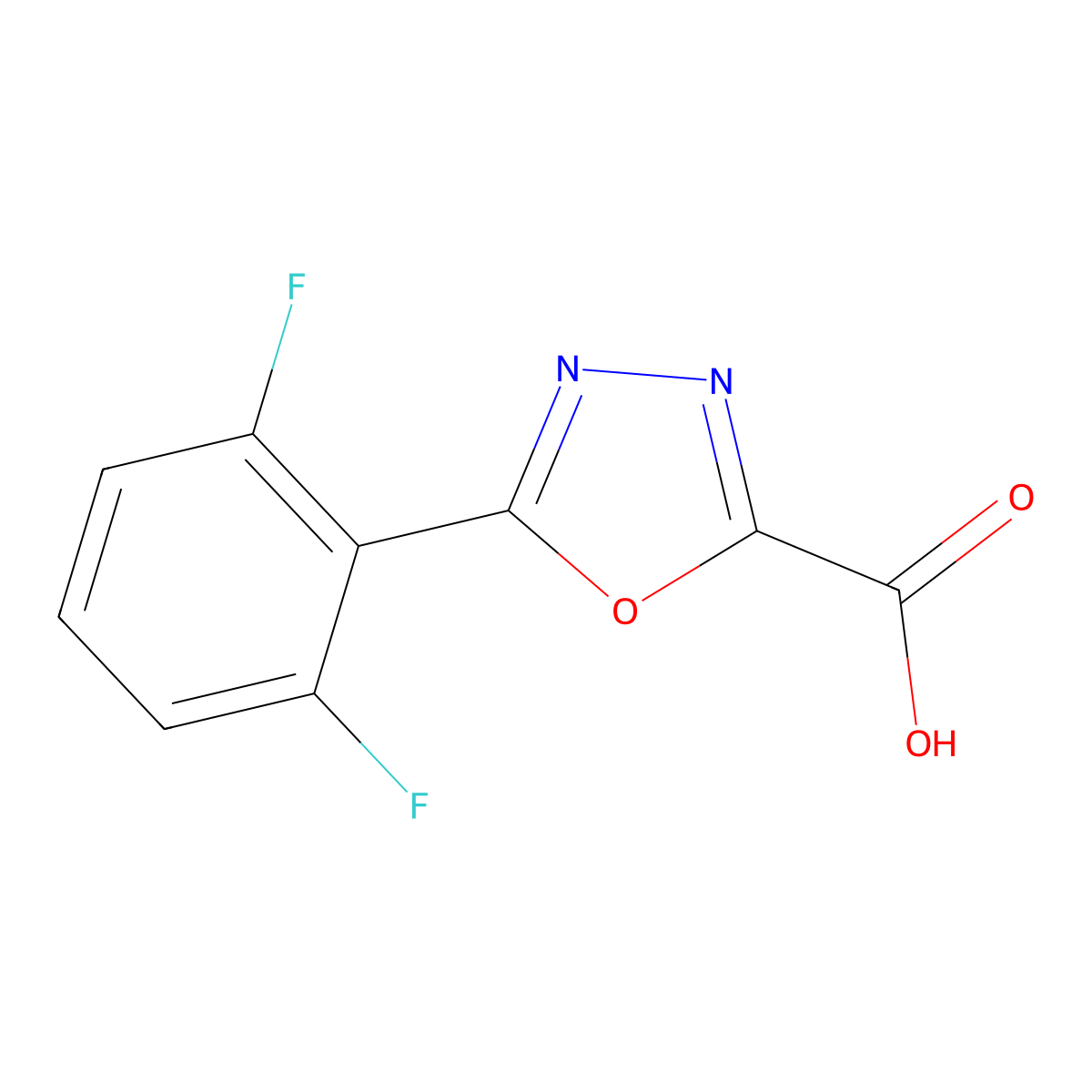 5-(2,6-Difluorophenyl)-1,3,4-oxadiazole-2-carboxylic acid molecular structure, CAS 1537307-77-9
