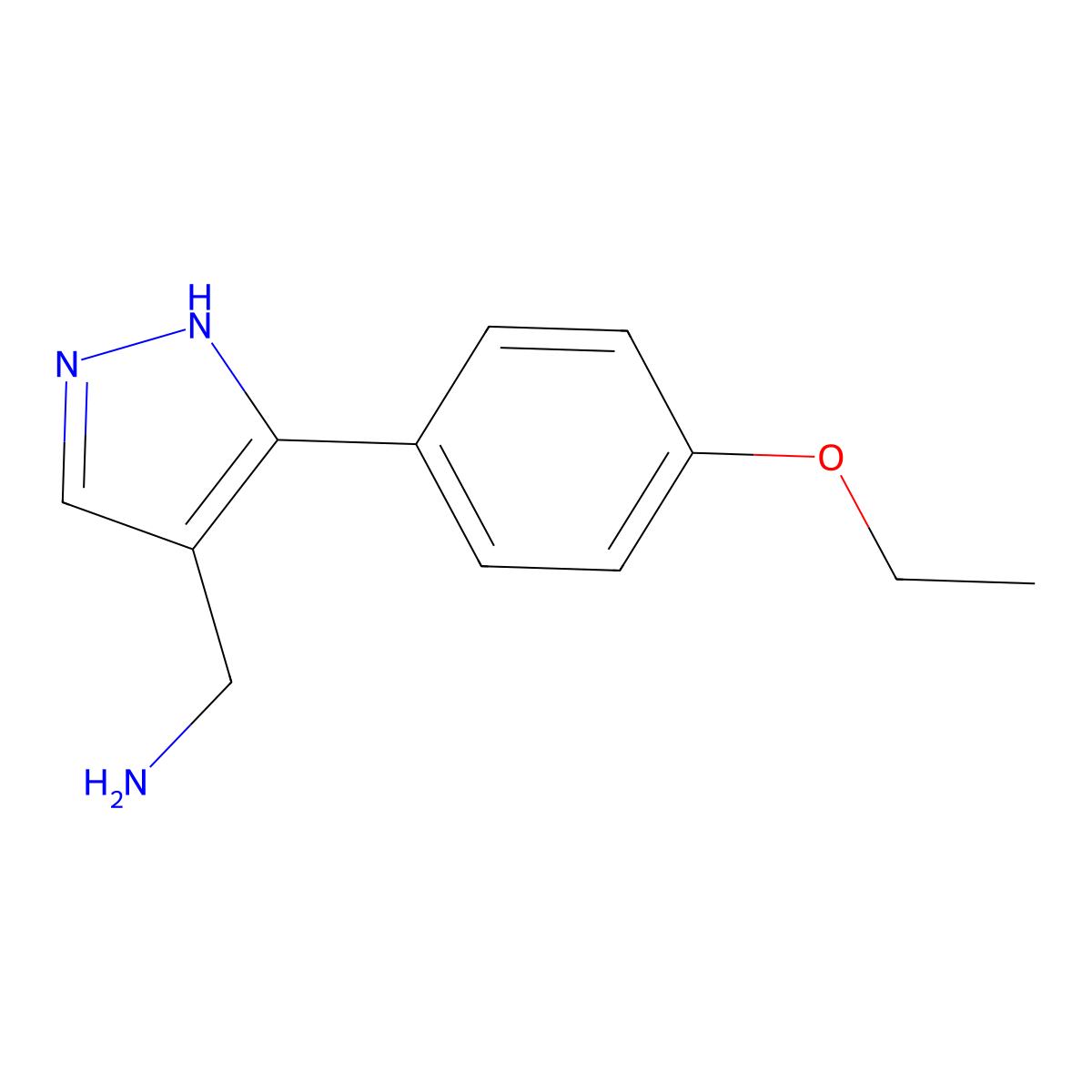 [5-(4-ethoxyphenyl)-1H-pyrazol-4-yl]methanamine molecular structure, CAS 1537309-85-5