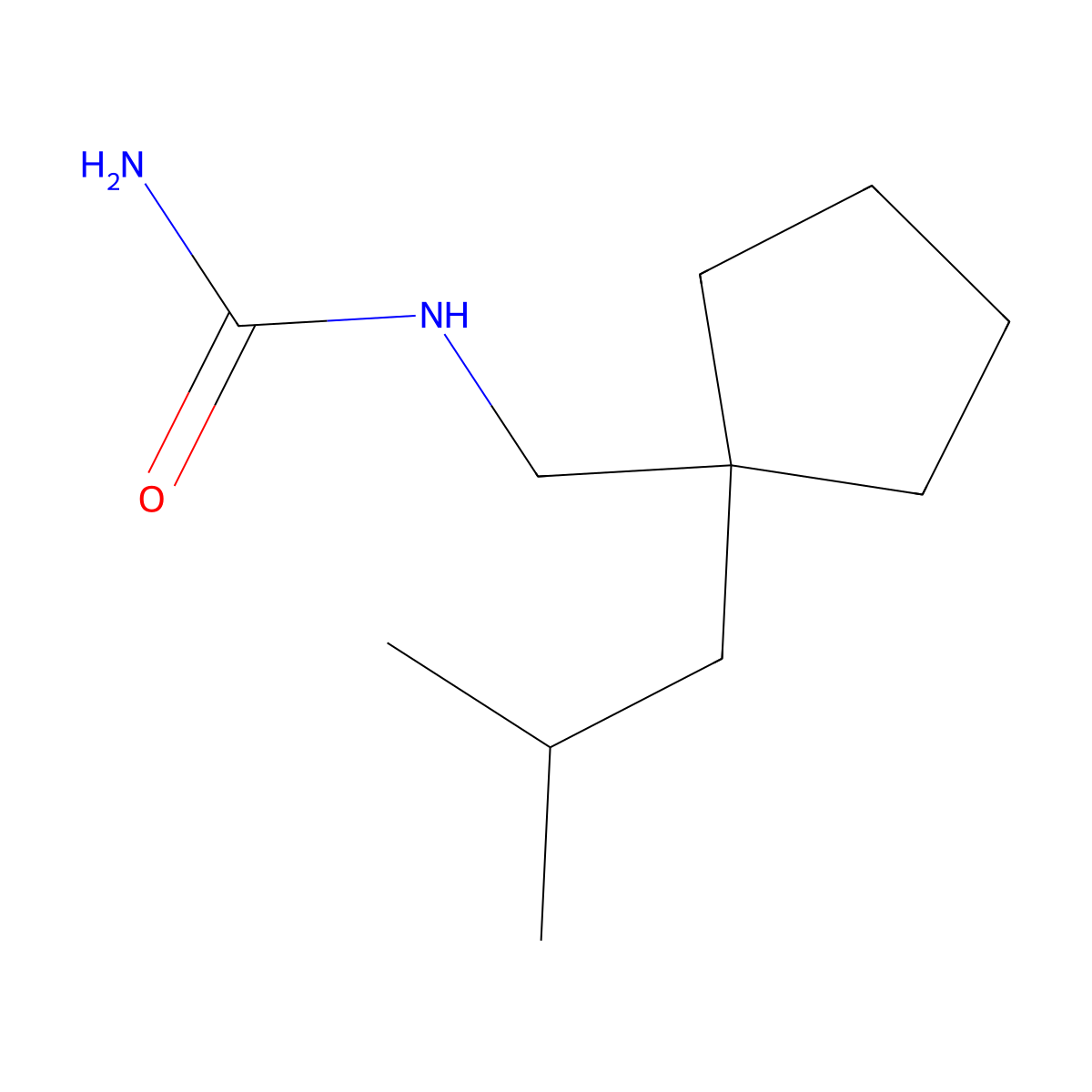 {[1-(2-Methylpropyl)cyclopentyl]methyl}urea molecular structure, CAS 1537318-44-7