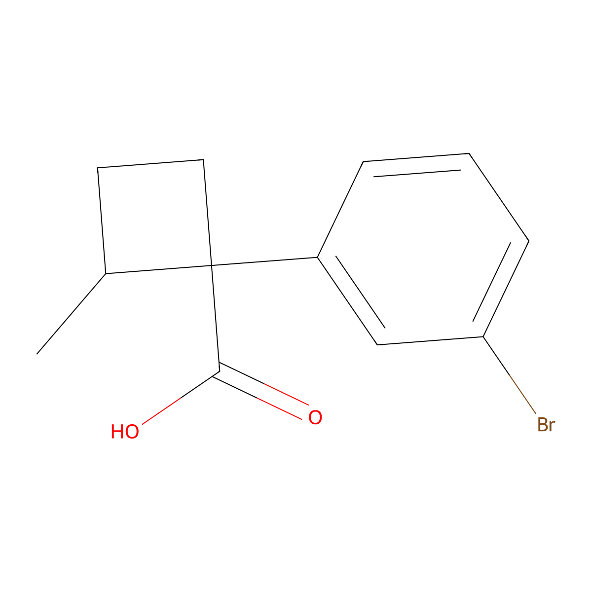 1-(3-Bromophenyl)-2-methylcyclobutane-1-carboxylic acid molecular structure, CAS 1537320-72-1