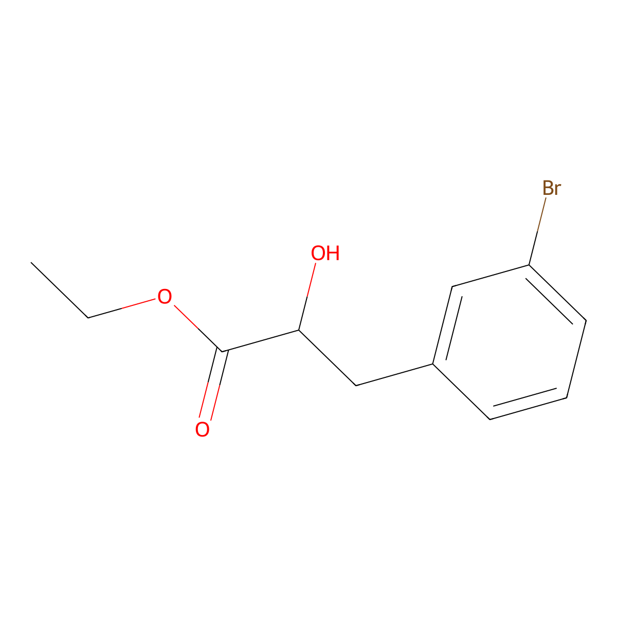 Ethyl 3-(3-bromophenyl)-2-hydroxypropanoate molecular structure, CAS 1537329-13-7