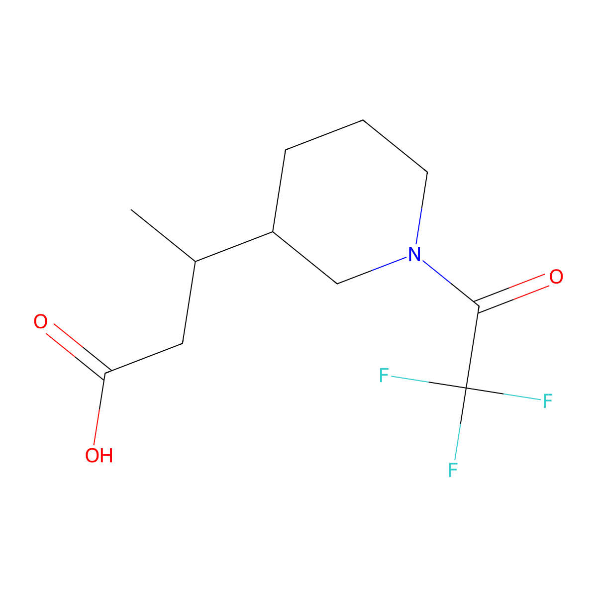 3-[1-(Trifluoroacetyl)piperidin-3-yl]butanoic acid molecular structure, CAS 1537347-14-0