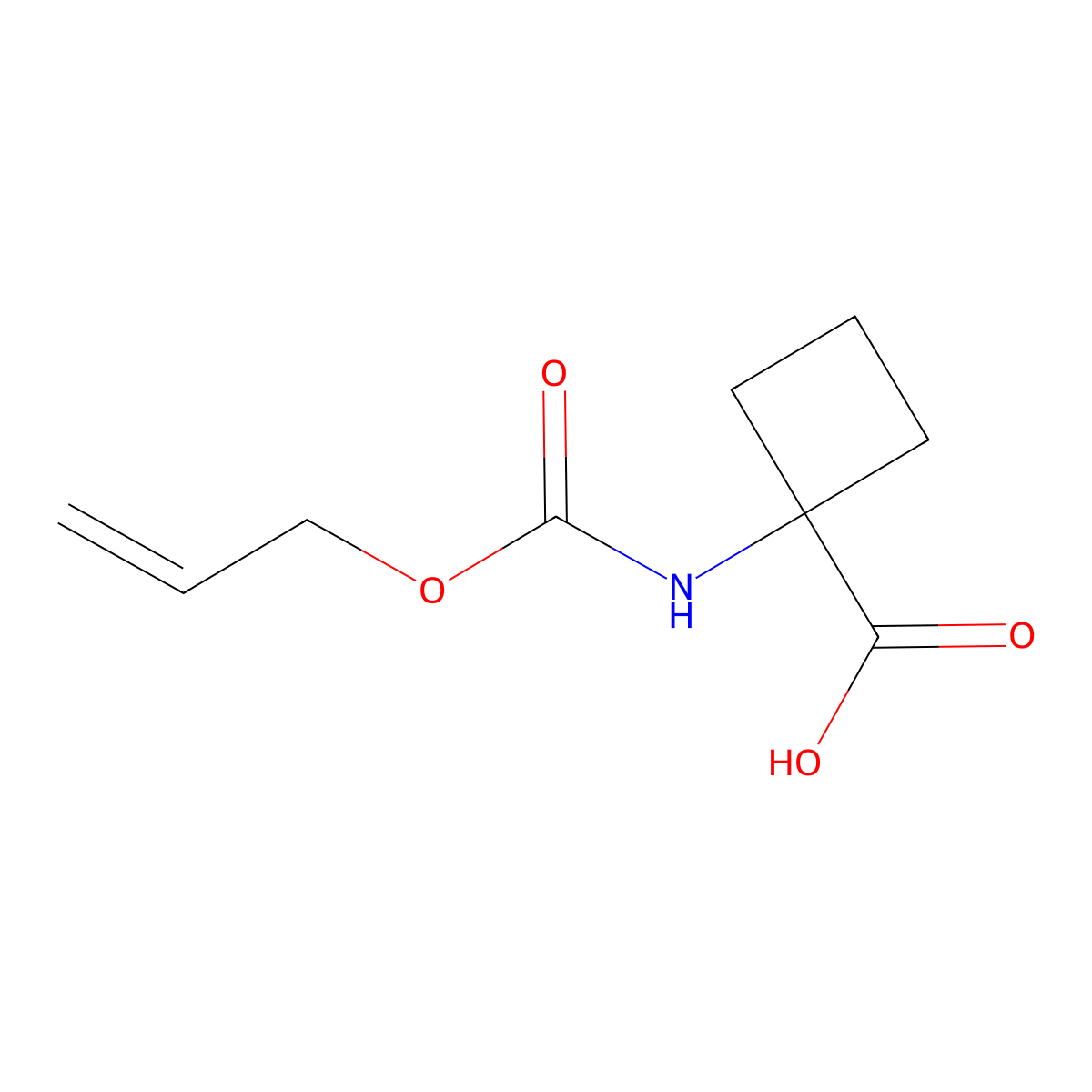 1-{[(Prop-2-en-1-yloxy)carbonyl]amino}cyclobutane-1-carboxylic acid molecular structure, CAS 1537354-15-6