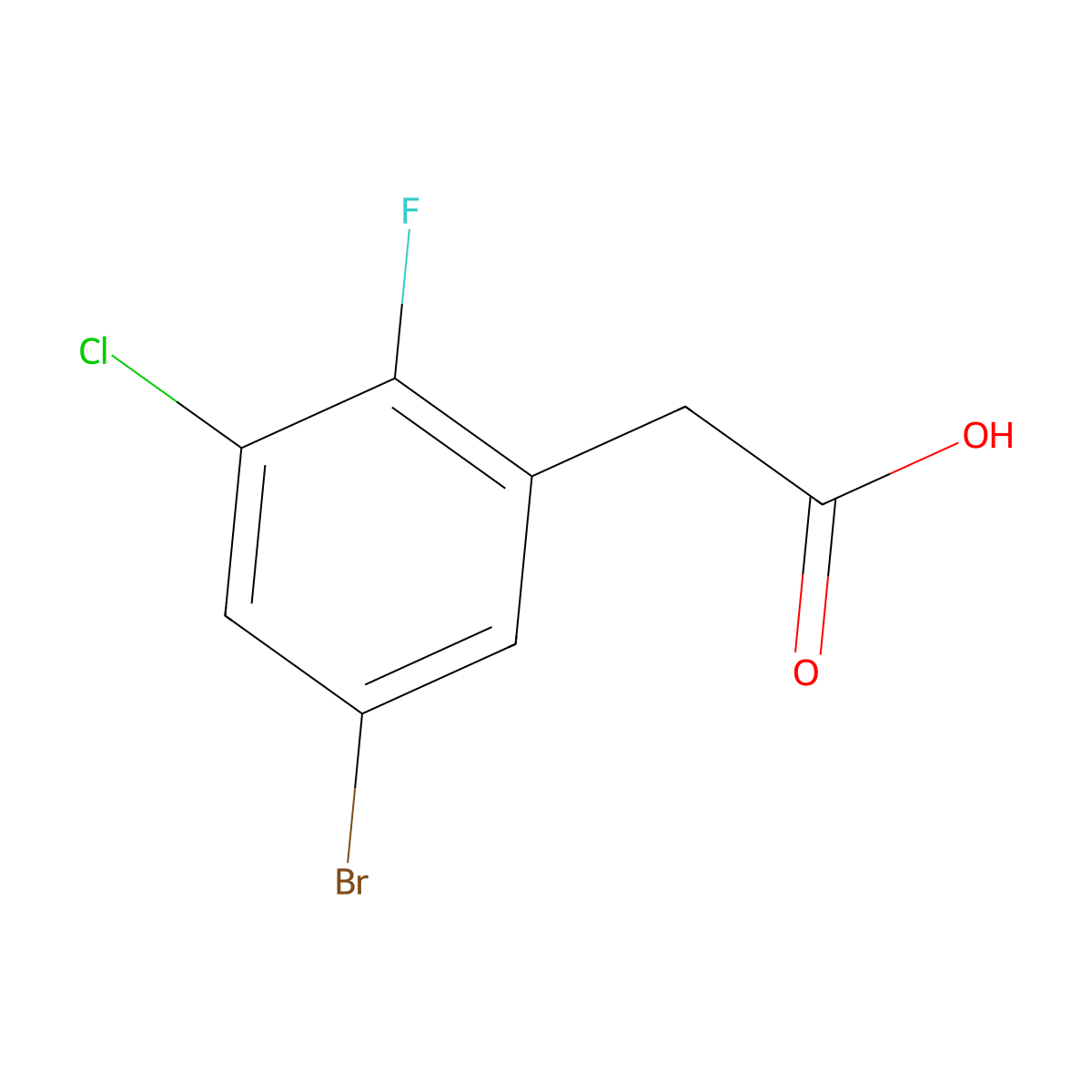 5-Bromo-3-chloro-2-fluorophenylacetic acid molecular structure, CAS 1537364-77-4